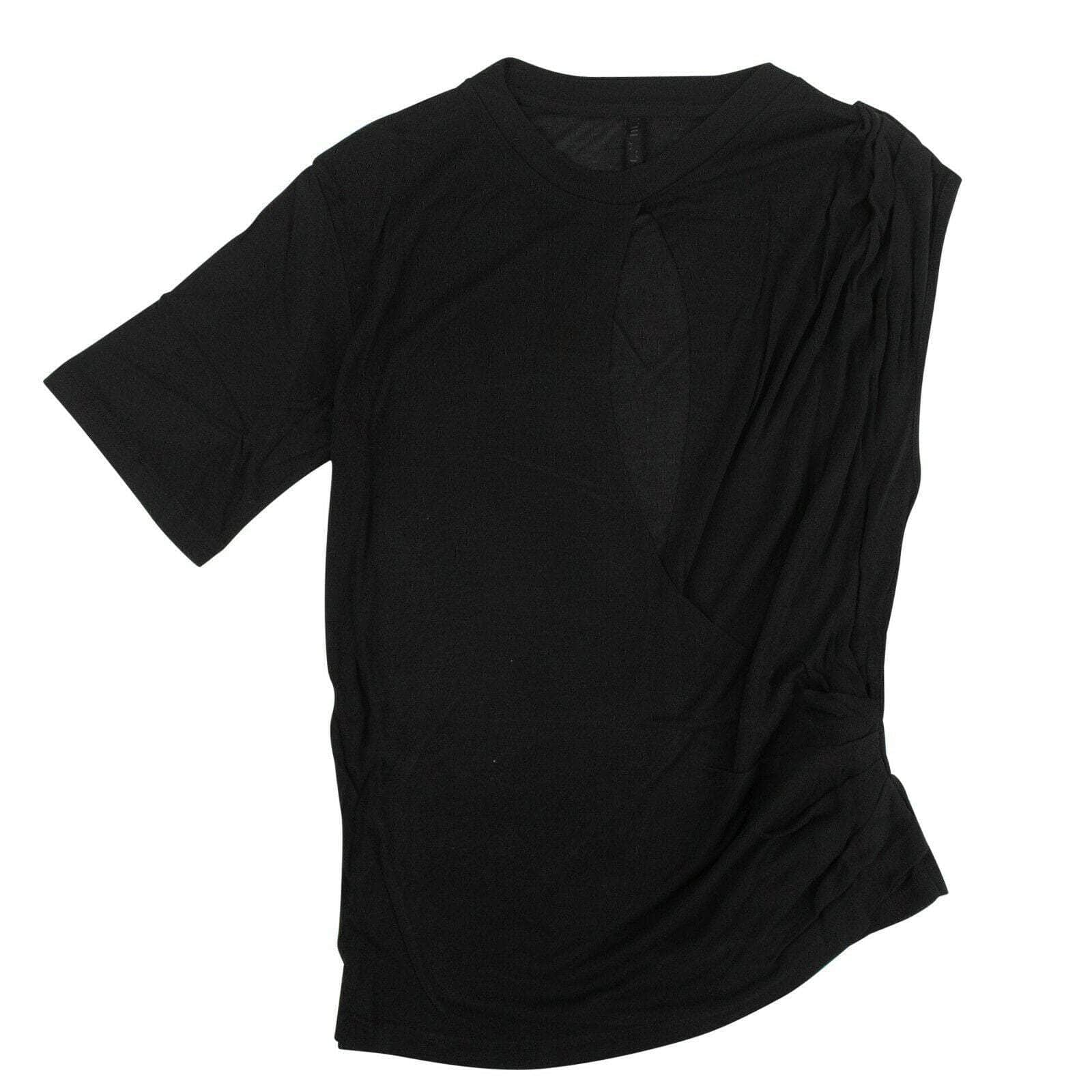 Unravel Project 82NGG-UN-1045/XS NWT UNRAVEL PROJECT Black Silk Draped T-Shirt Size XS $630 82NGG-UN-1045/XS