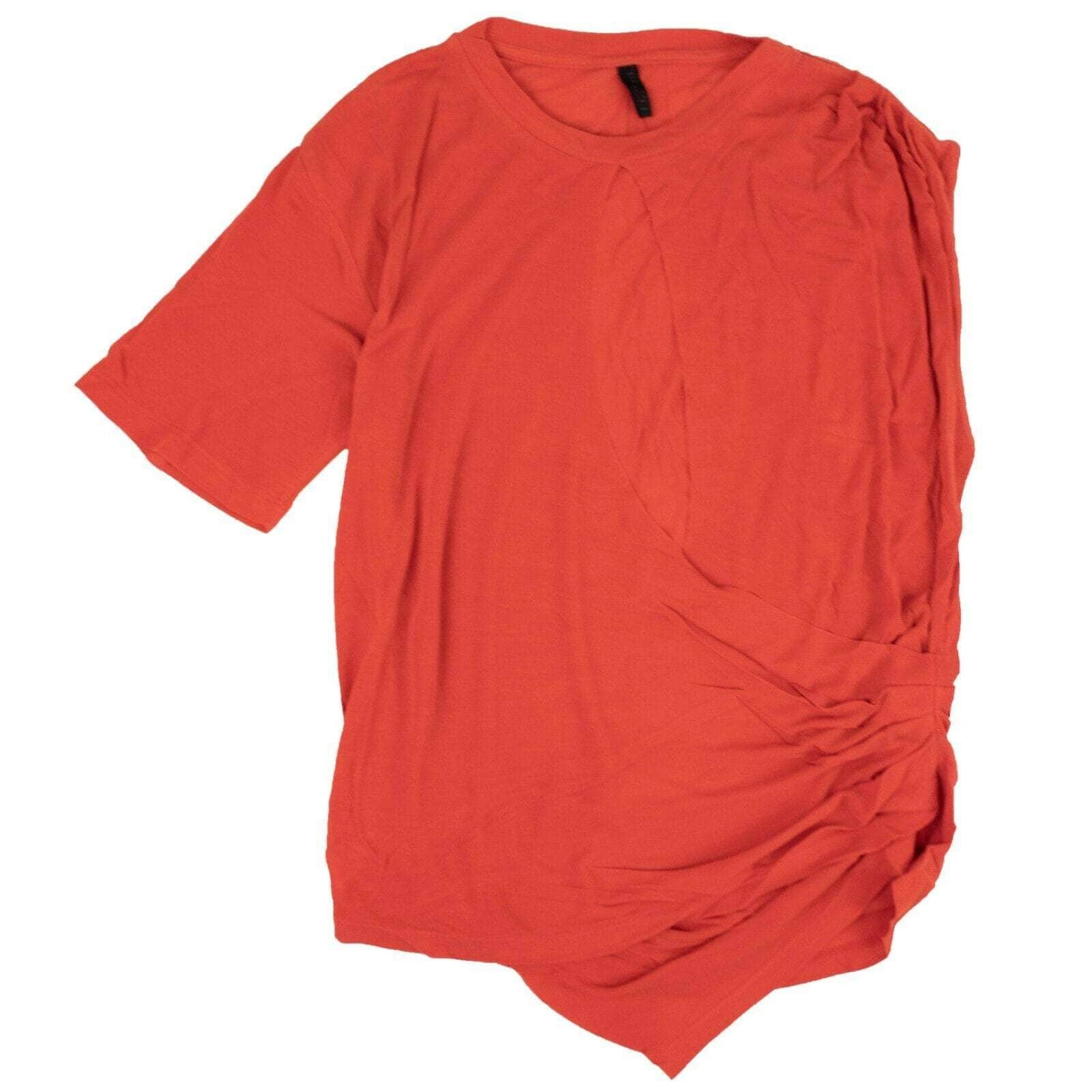 Unravel Project 82NGG-UN-1046/XS NWT UNRAVEL PROJECT Red Silk Draped T-Shirt Size XS $630 82NGG-UN-1046/XS