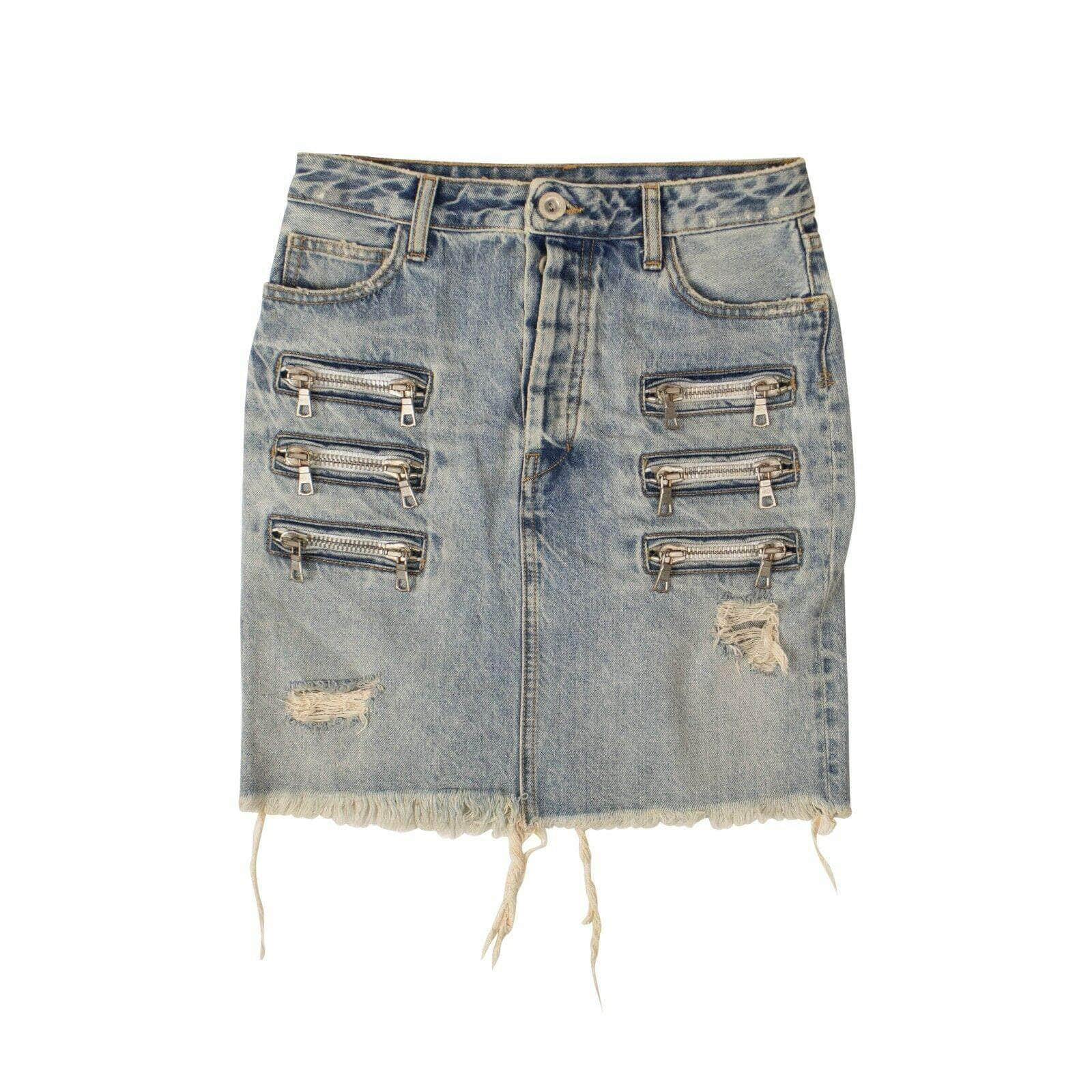 Unravel Project 82NGG-UN-109/25 NWT UNRAVEL PROJECT Denim Zip-Pocket Mini Skirt Size 25 $735 82NGG-UN-109/25