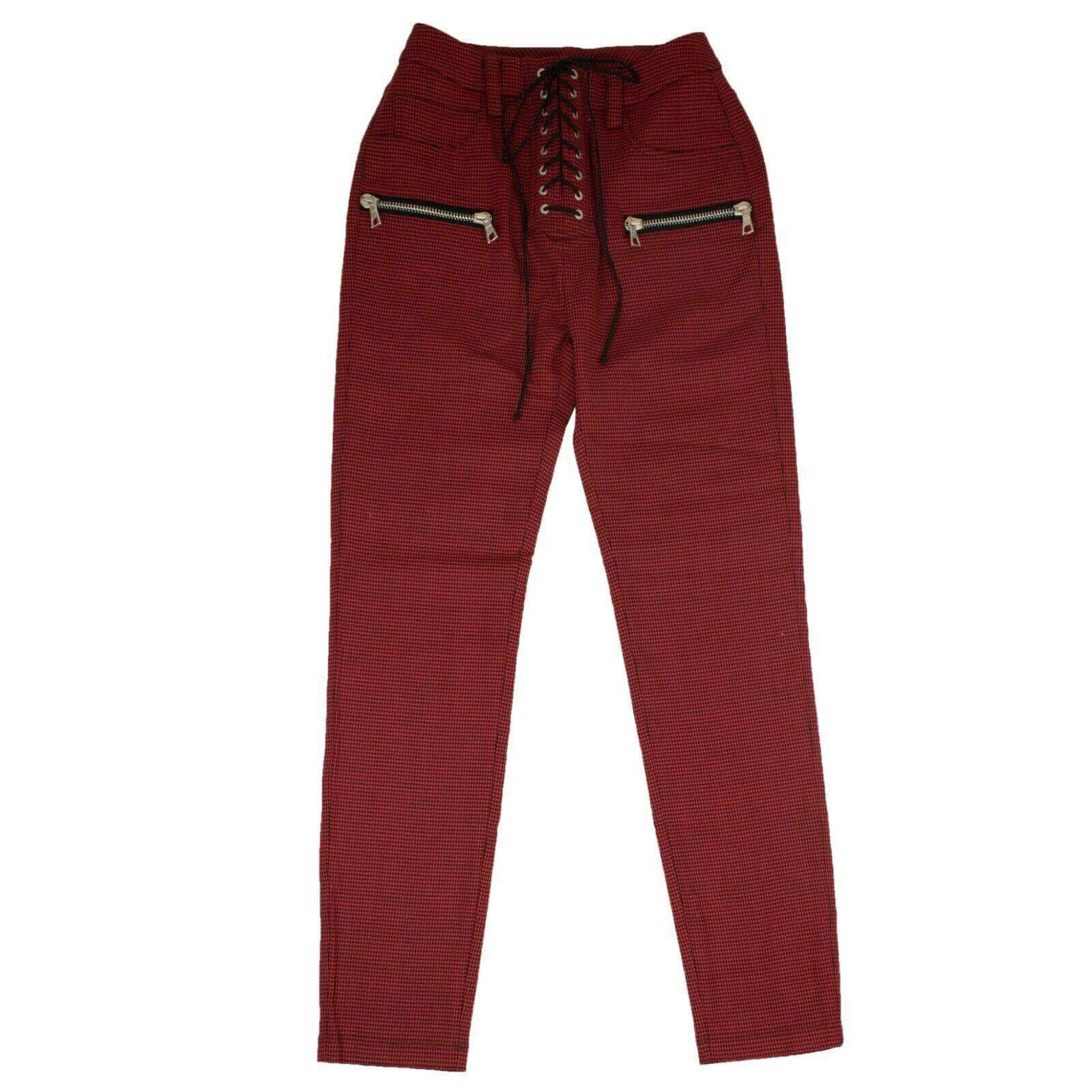 Unravel Project 82NGG-UN-1104/S NWT UNRAVEL PROJECT Red Houndstooth Print Pants Size S $1260 82NGG-UN-1104/S