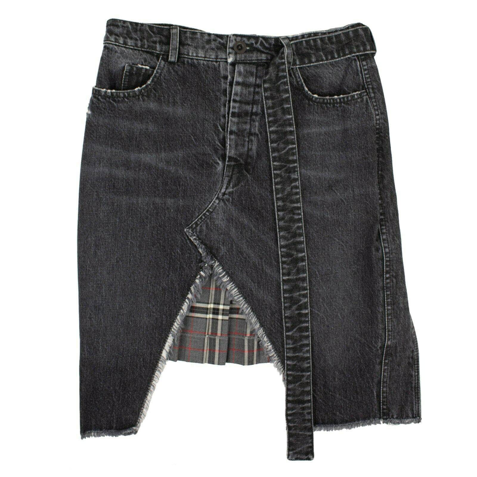 Unravel Project 82NGG-UN-111/40 NWT UNRAVEL PROJECT Black Denim Plaid Asymmetric Skirt Size 4/40 $770 82NGG-UN-111/40