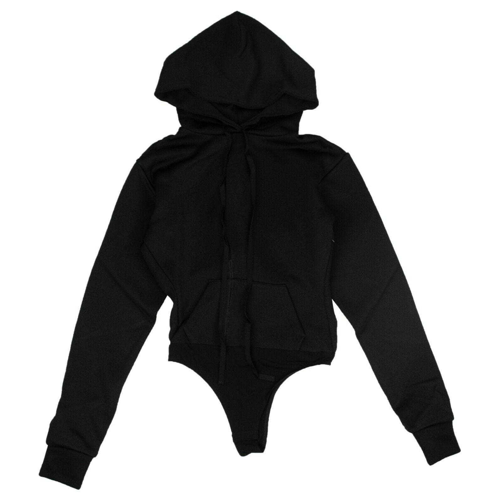 Unravel Project 82NGG-UN-1137/XS NWT UNRAVEL PROJECT Black Ribbed Hooded Bodysuit Size XS $560 82NGG-UN-1137/XS