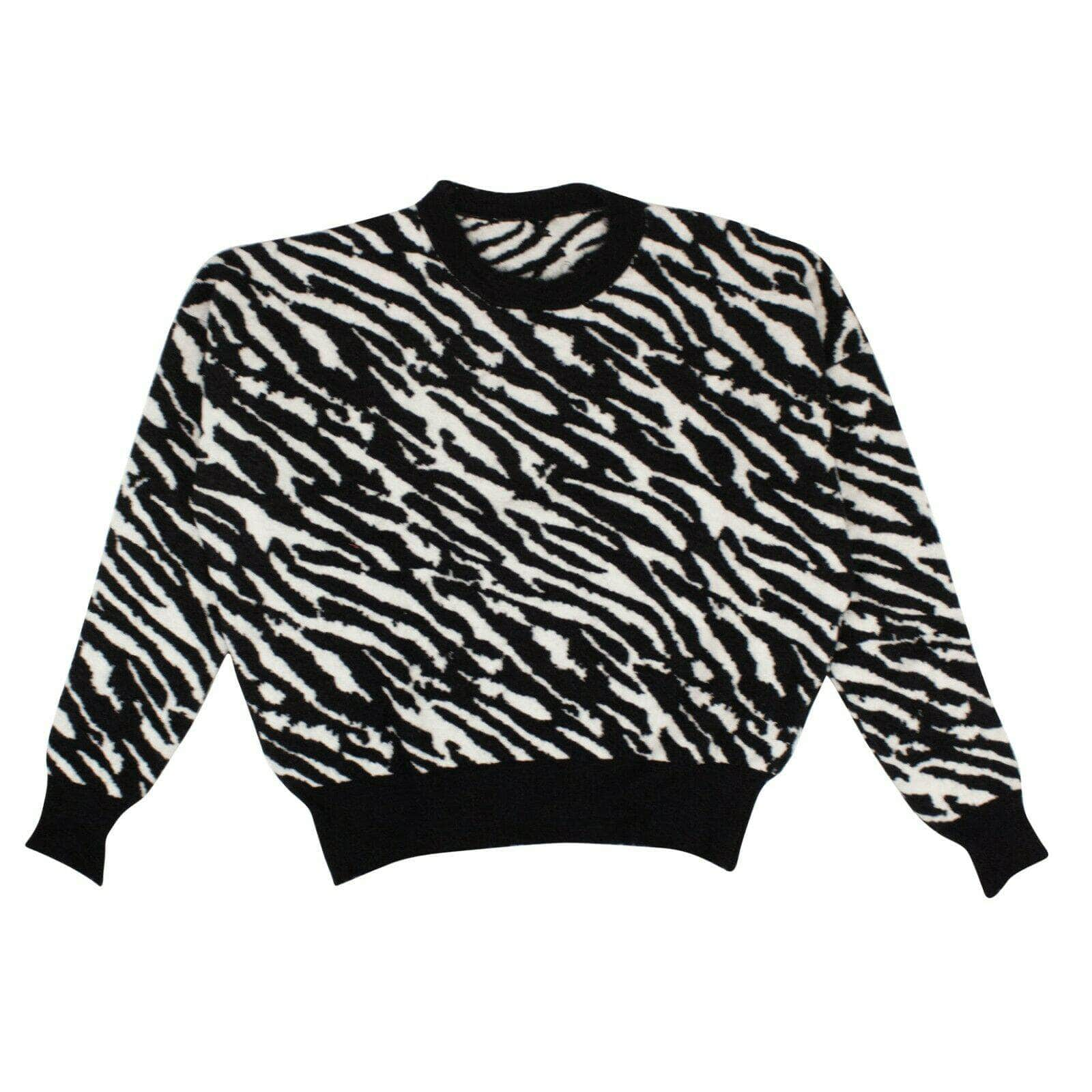 Unravel Project 82NGG-UN-1157/S NWT UNRAVEL PROJECT Black/White Wool Zebra Print Sweater Size S $840 82NGG-UN-1157/S