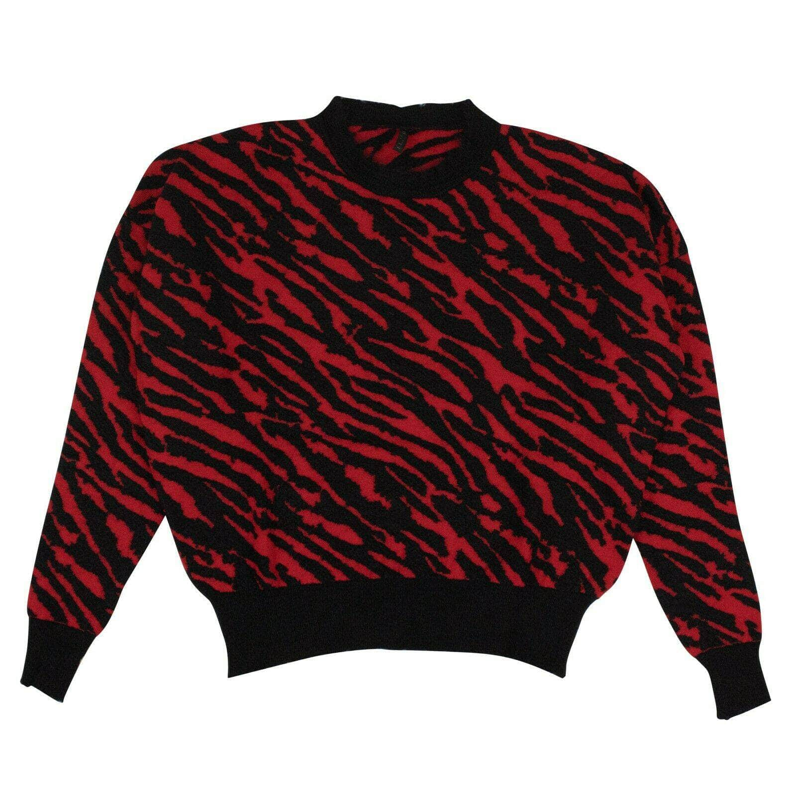 Unravel Project 82NGG-UN-1158/S NWT UNRAVEL PROJECT Black/Red Wool Zebra Print Sweater Size S $840 82NGG-UN-1158/S