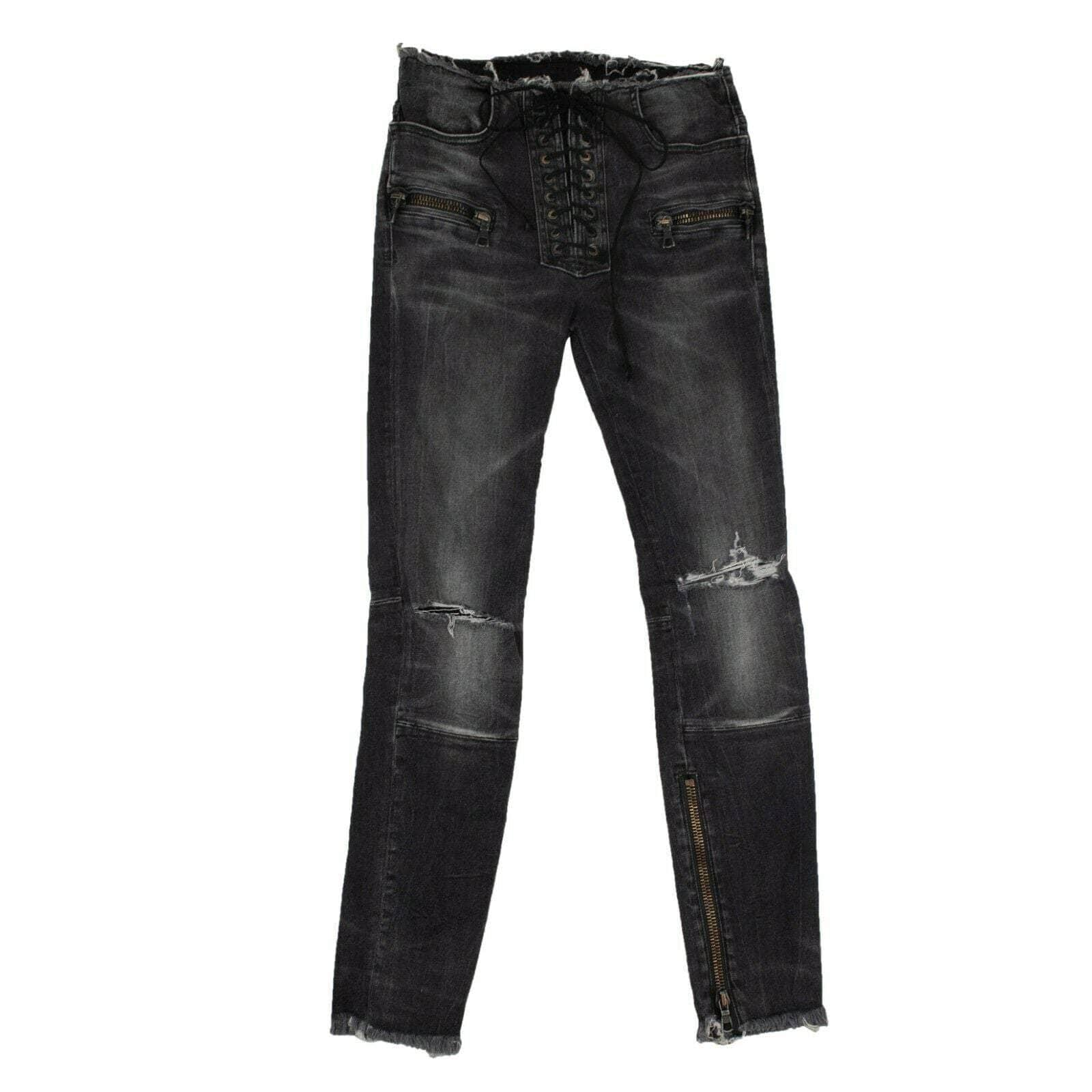 Unravel Project 82NGG-UN-1197/25 NEW UNRAVEL PROJECT Denim Dark Lace-Up Skinny Jeans Size 25 $895 82NGG-UN-1197/25