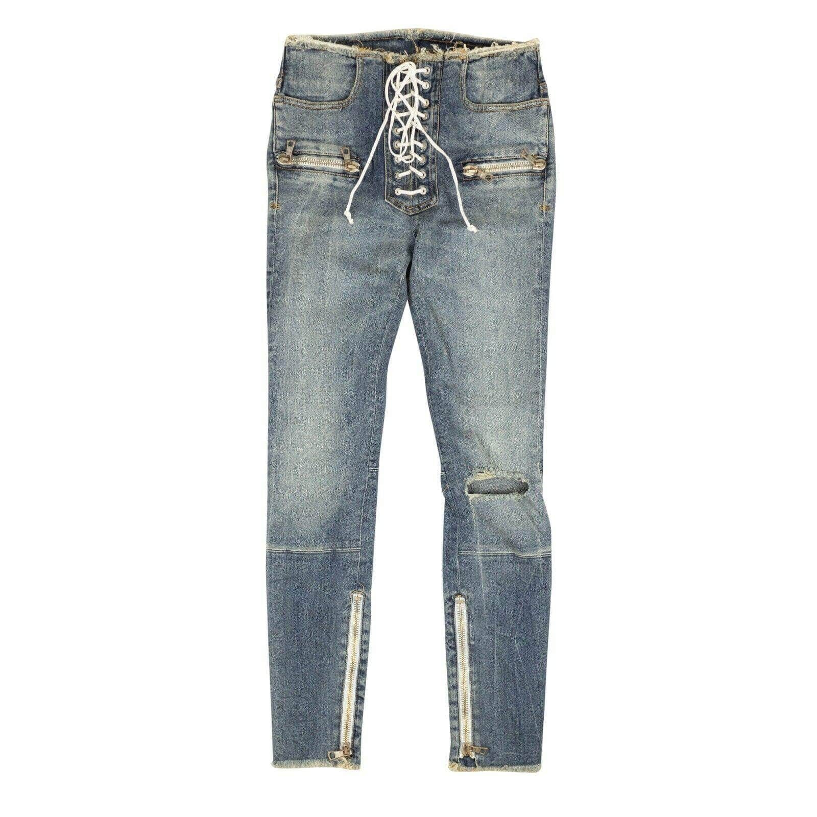 Unravel Project 82NGG-UN-1199/26 NWT UNRAVEL PROJECT Blue Lace Up Denim Skinny Jeans Size 26 $895 82NGG-UN-1199/26