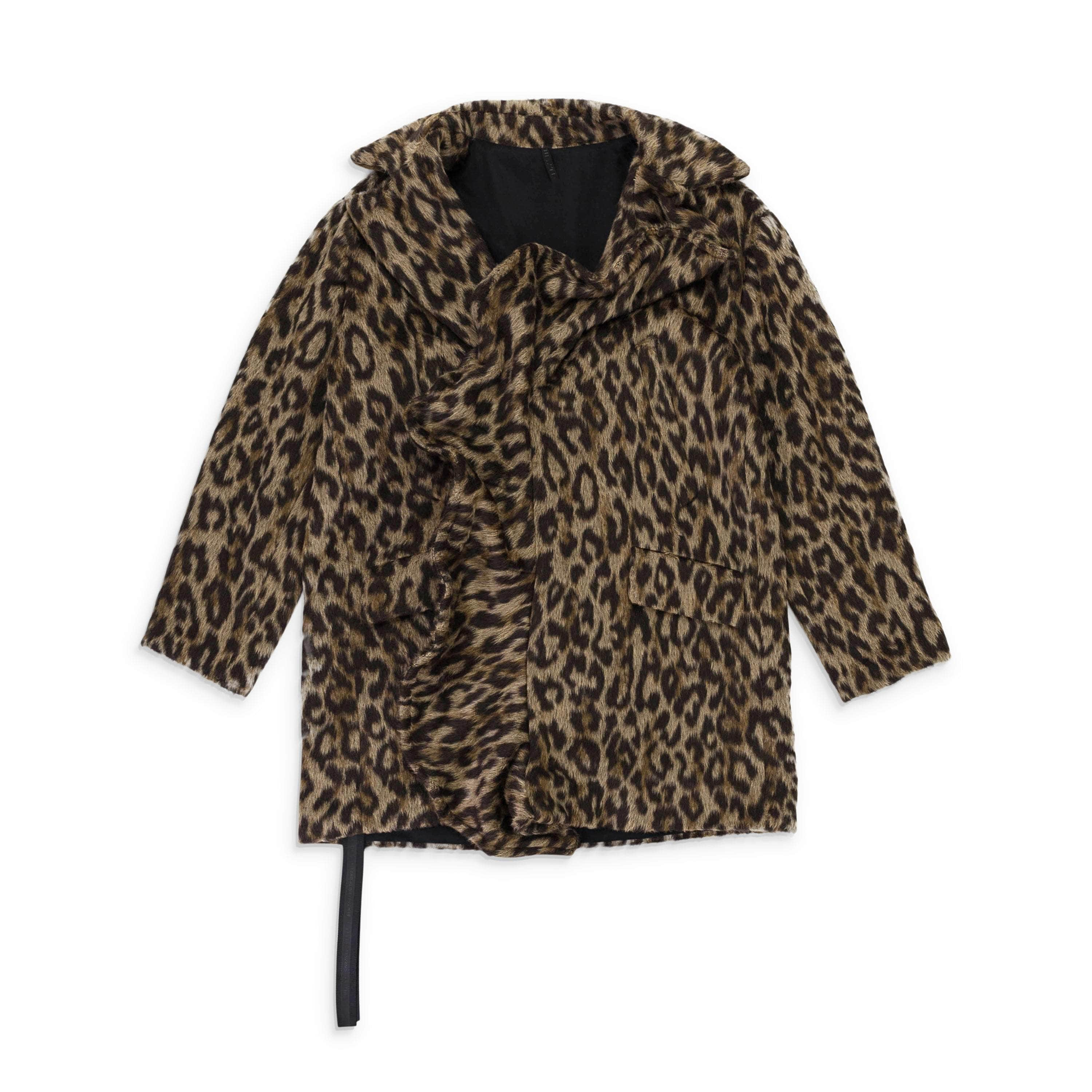 Unravel Project 82NGG-UN-36/42 NWT UNRAVEL PROJECT Brown Leopard Print Ruffle Faux Fur Coat Size 42 $1120 82NGG-UN-36/42