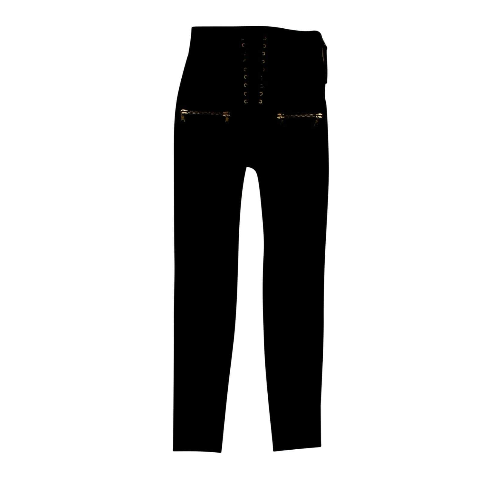 Unravel Project 82NGG-UN-86/26 NWT UNRAVEL PROJECT Black Leather Skinny Lace Up Pants Size 26 $2085 82NGG-UN-86/26