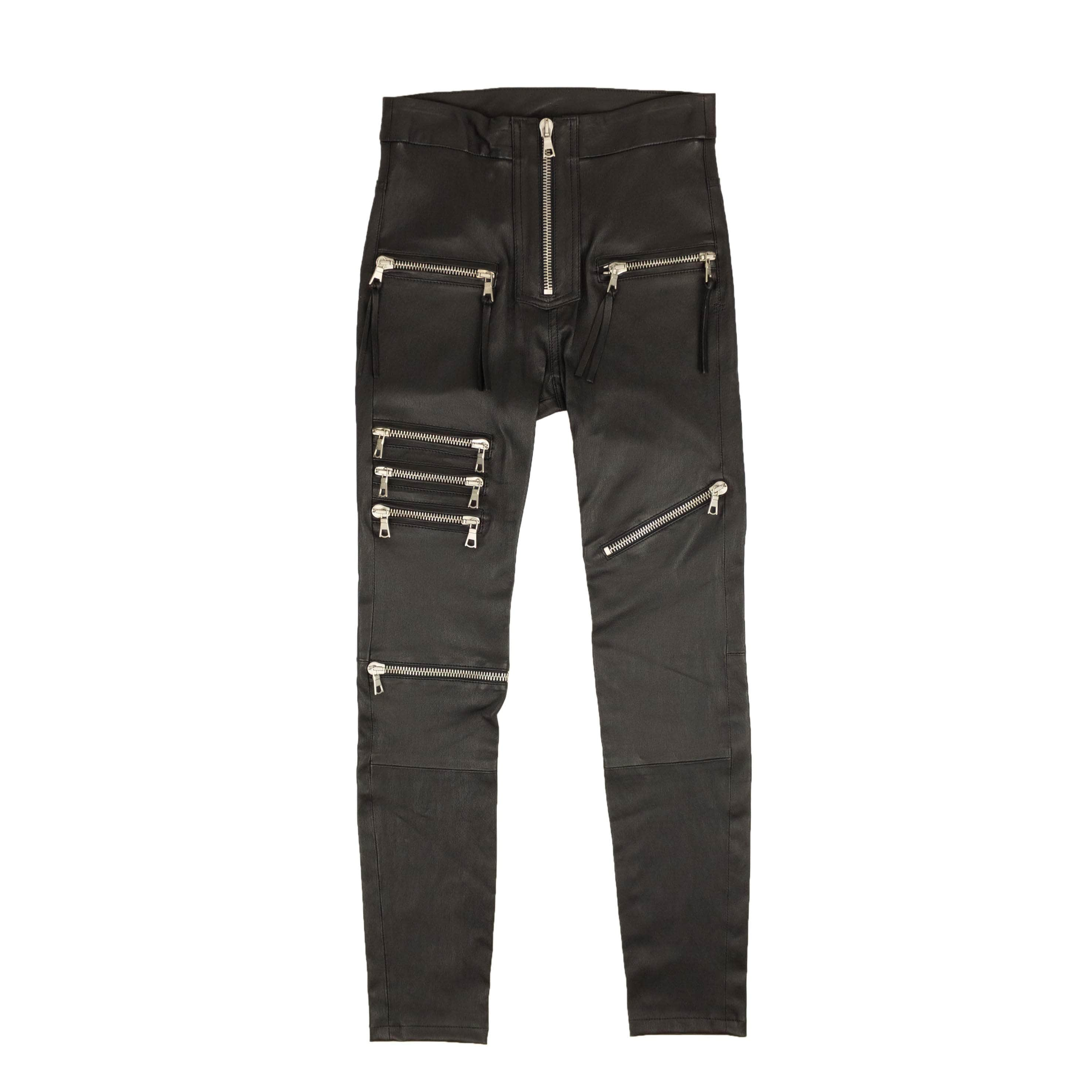 Unravel Project 82NGG-UN-91/24 NWT UNRAVEL PROJECT Black Leather Zipper Skinny Pants Size 24 $2240 82NGG-UN-91/24