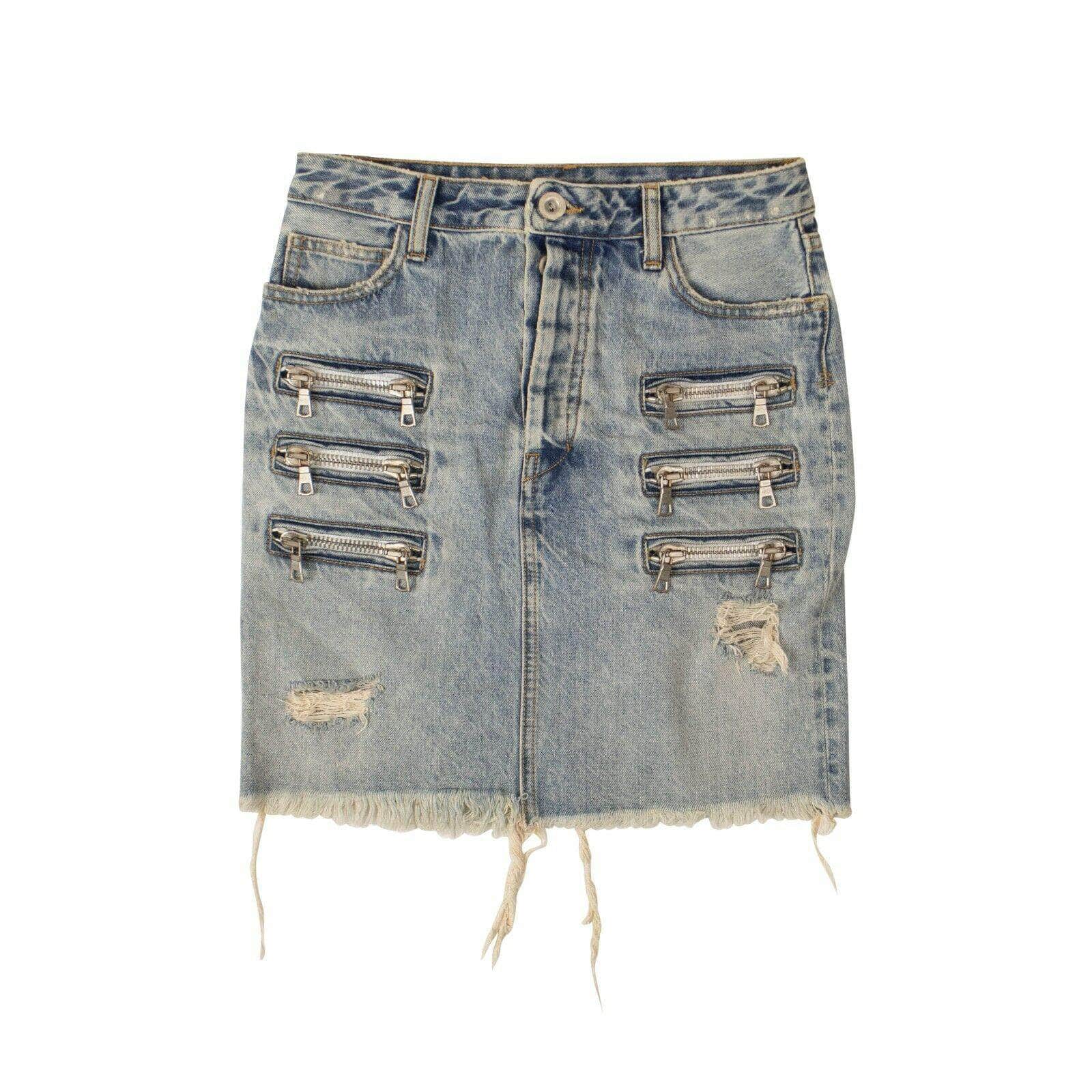 Unravel Project channelenable-all, chicmi, couponcollection, gender-womens, main-clothing, size-25, size-26, size-27, size-28, under-250, unravel-project, womens-mini-skirts Denim Zip-Pocket Mini Skirt