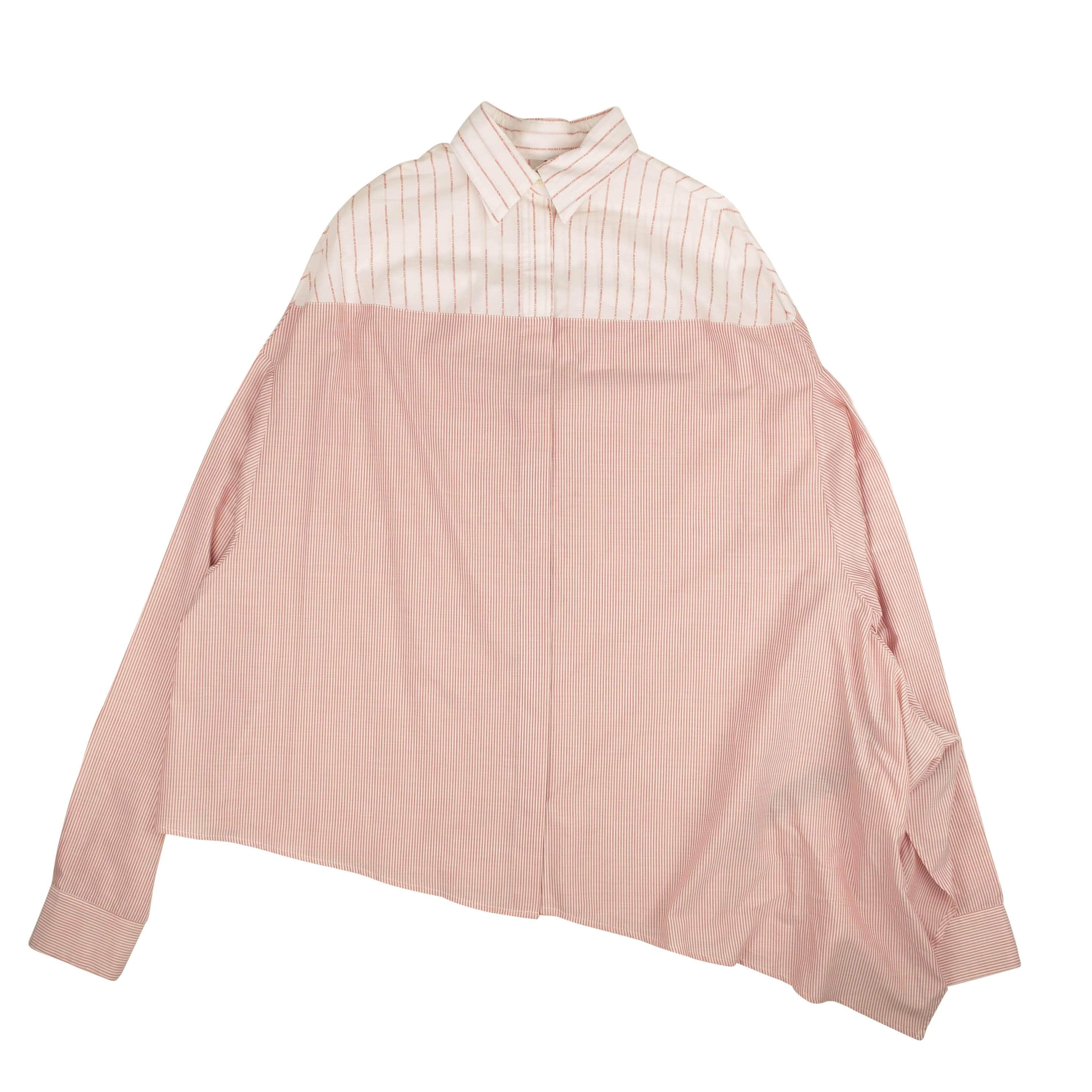 Unravel Project channelenable-all, chicmi, couponcollection, gender-womens, main-clothing, size-36, size-38, size-40, size-42, under-250, unravel-project, womens-blouses Pink Assymetric Logo Stripe Shirt Dress