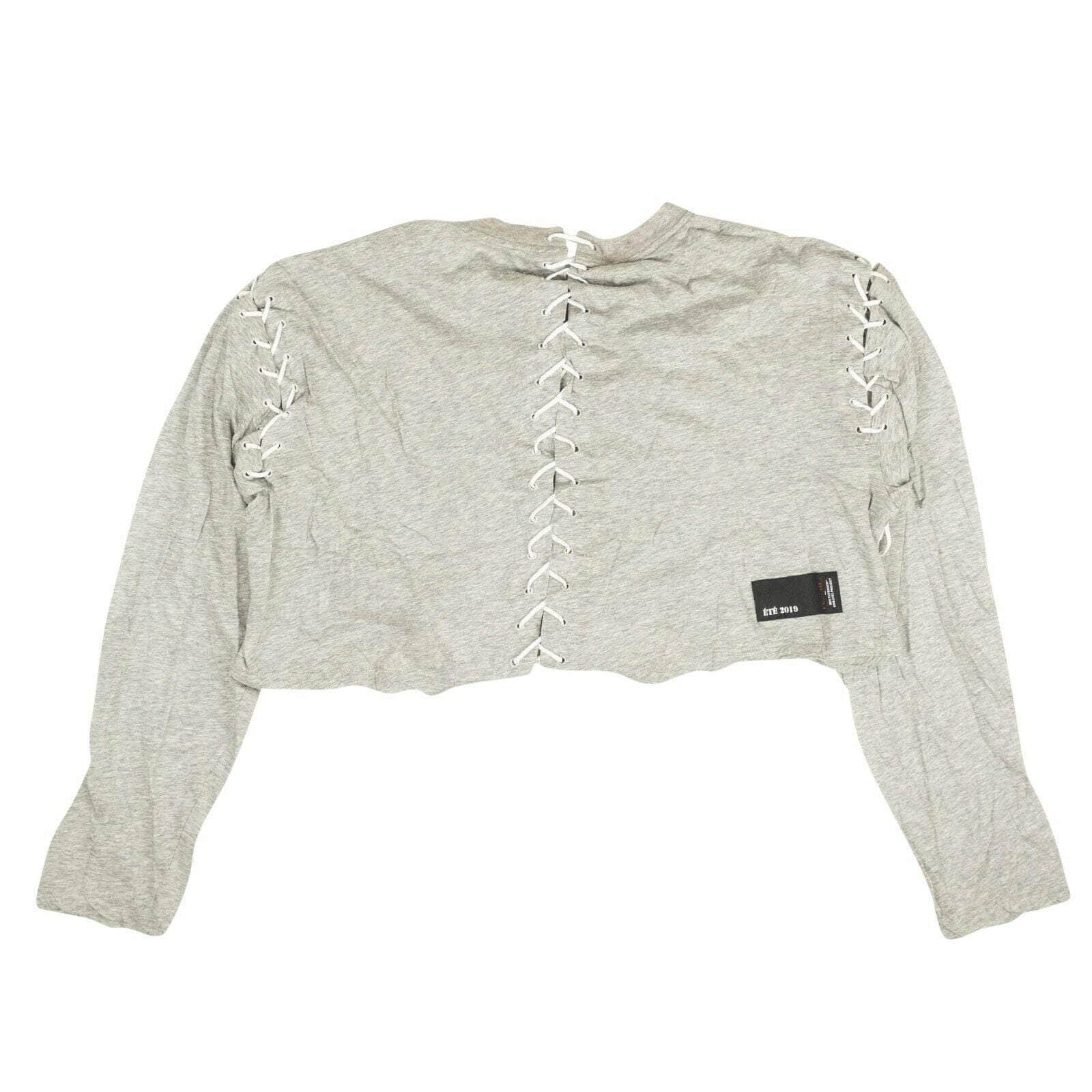 Unravel Project channelenable-all, chicmi, couponcollection, gender-womens, main-clothing, size-m, size-s, size-xs, size-xxs, under-250, unravel-project Gray Lace Cropped Long Sleeve T-Shirt