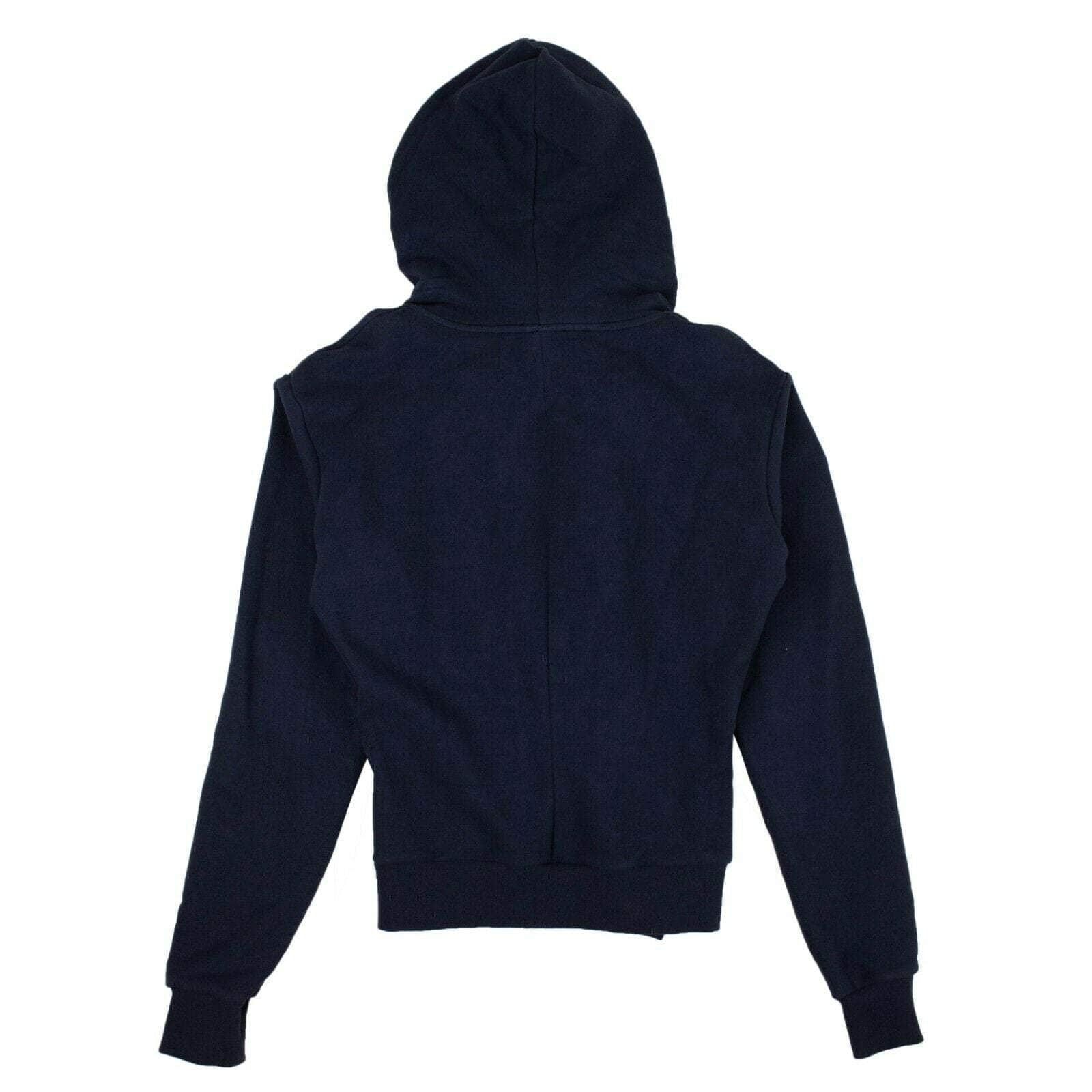 UNRAVEL PROJECT channelenable-all, couponcollection, gender-mens, main-clothing, size-s, under-250, unravel-project S / 82NGG-UN-1103/S Navy Blue Ruffle Zip Up Hooded Sweatshirt 82NGG-UN-1103/S 82NGG-UN-1103/S