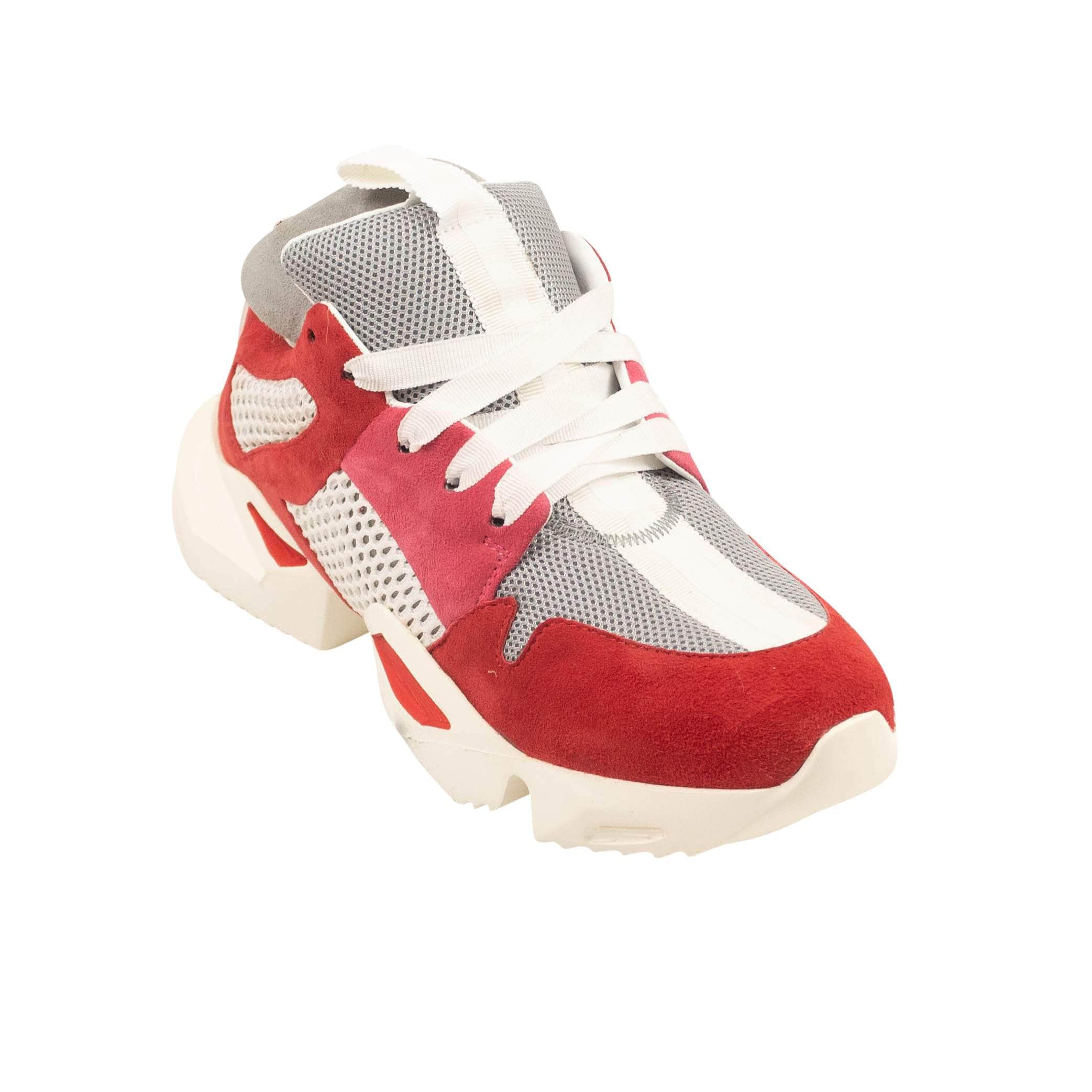 Unravel Project couponcollection, gender-womens, main-shoes, size-39, uncategorized, under-250, unravel-project 39 / JF6-UN-2004/39 Red, Pink And Grey Mesh Suede Sneakers JF6-UN-2004/39 JF6-UN-2004/39
