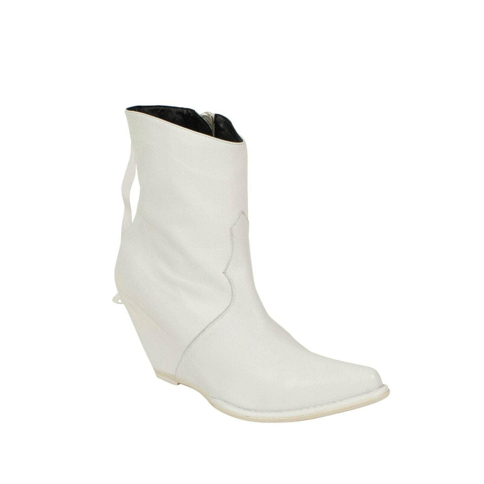 Unravel Project JF6-UN-2002/37 NIB UNRAVEL PROJECT White Leather Western Low Boots Shoes Size 7 US 37 EU $1295 JF6-UN-2002/37