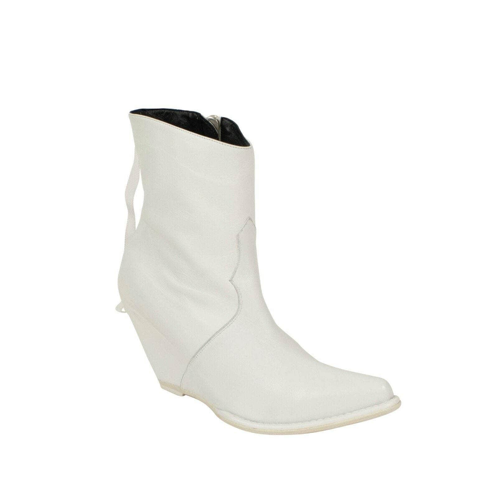 Unravel Project Women's Boots 37 EU Leather Western Low Boots - White JF6-UN-2002/37 JF6-UN-2002/37