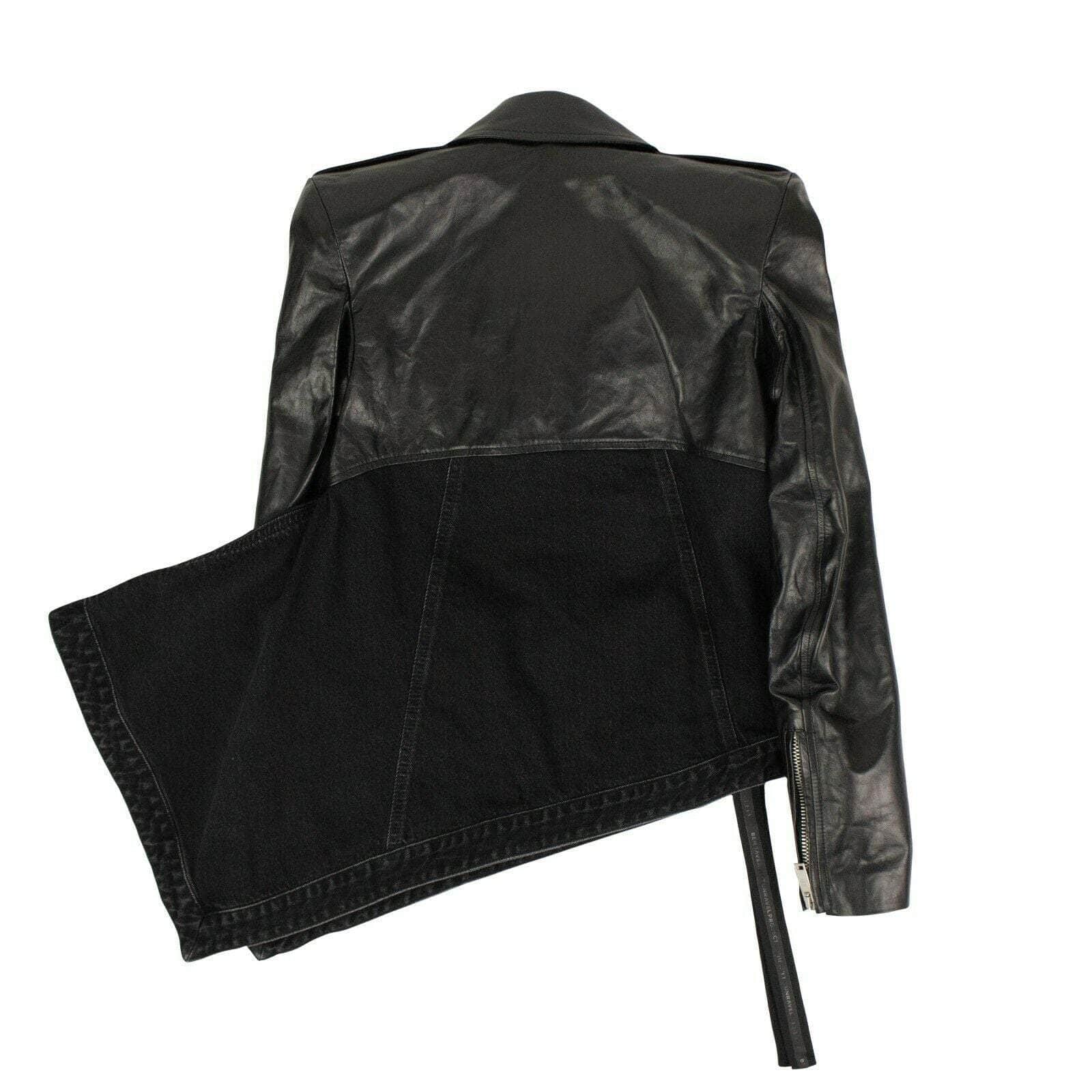 Unravel Project Women's Jackets Asymmetric Denim & Leather Biker Jacket - Black