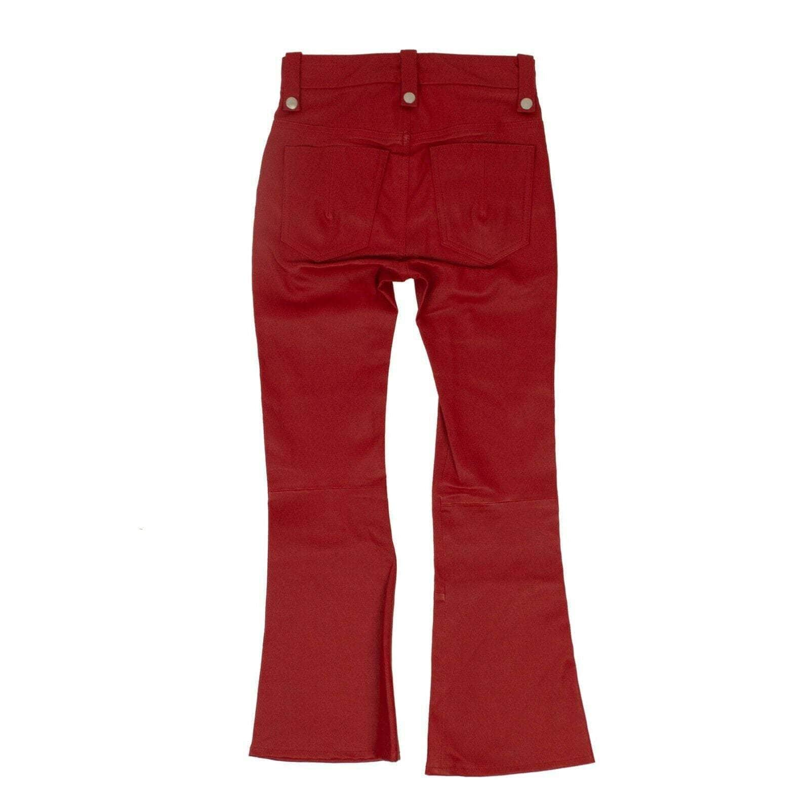 Unravel Project Women's Pants 26 Leather Cropped Plonge Lace-Up Pants - Red 74NGG-UN-1013/26 74NGG-UN-1013/26