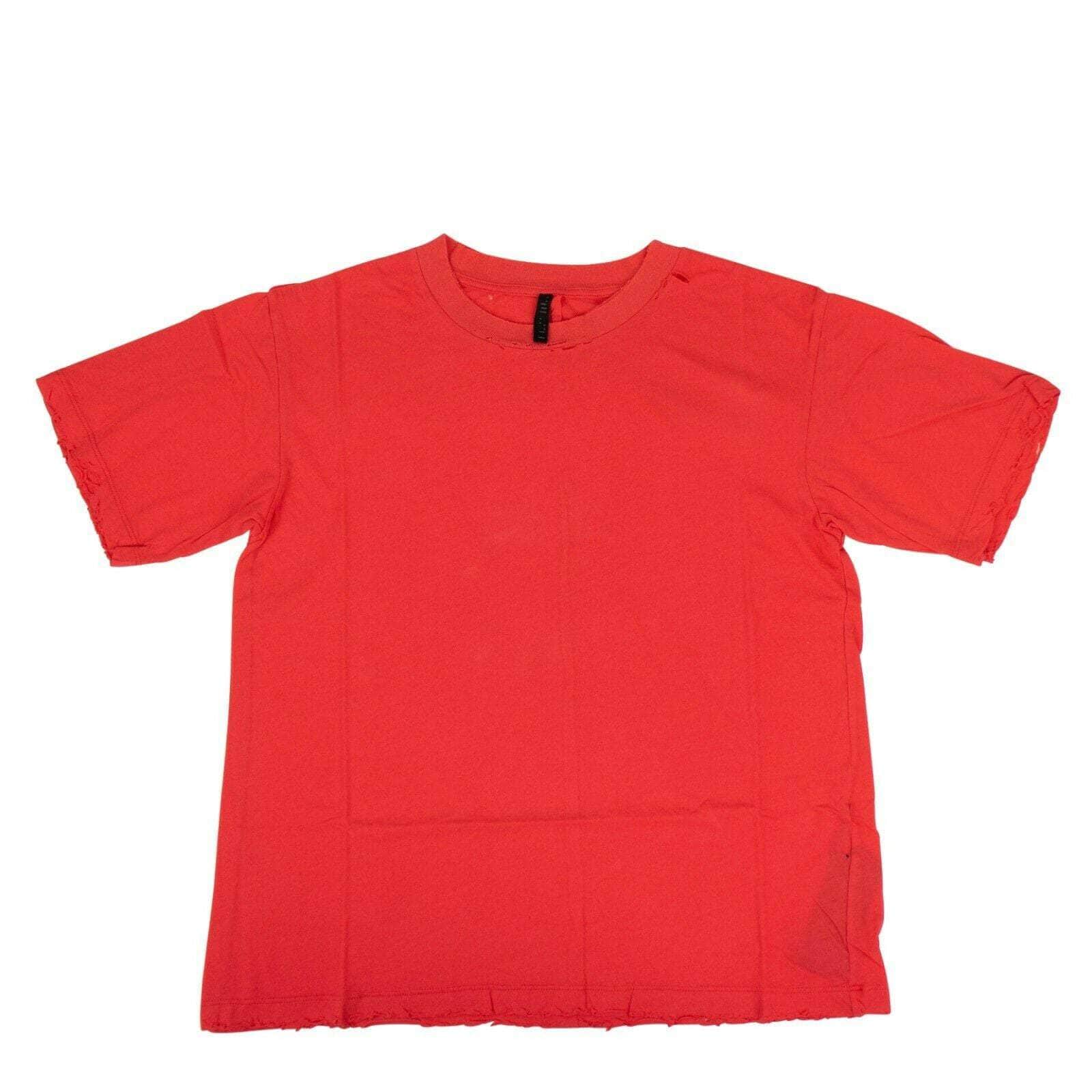 Unravel Project Women's T-Shirts S Cotton Distressed Short Sleeve T-Shirt Top - Red JF6-UN-1045/S JF6-UN-1045/S