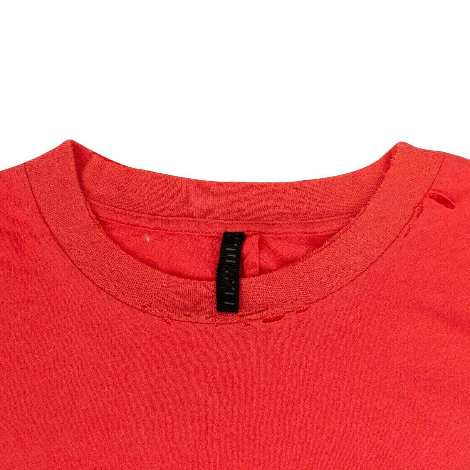 Unravel Project Women's T-Shirts S Cotton Distressed Short Sleeve T-Shirt Top - Red JF6-UN-1045/S JF6-UN-1045/S