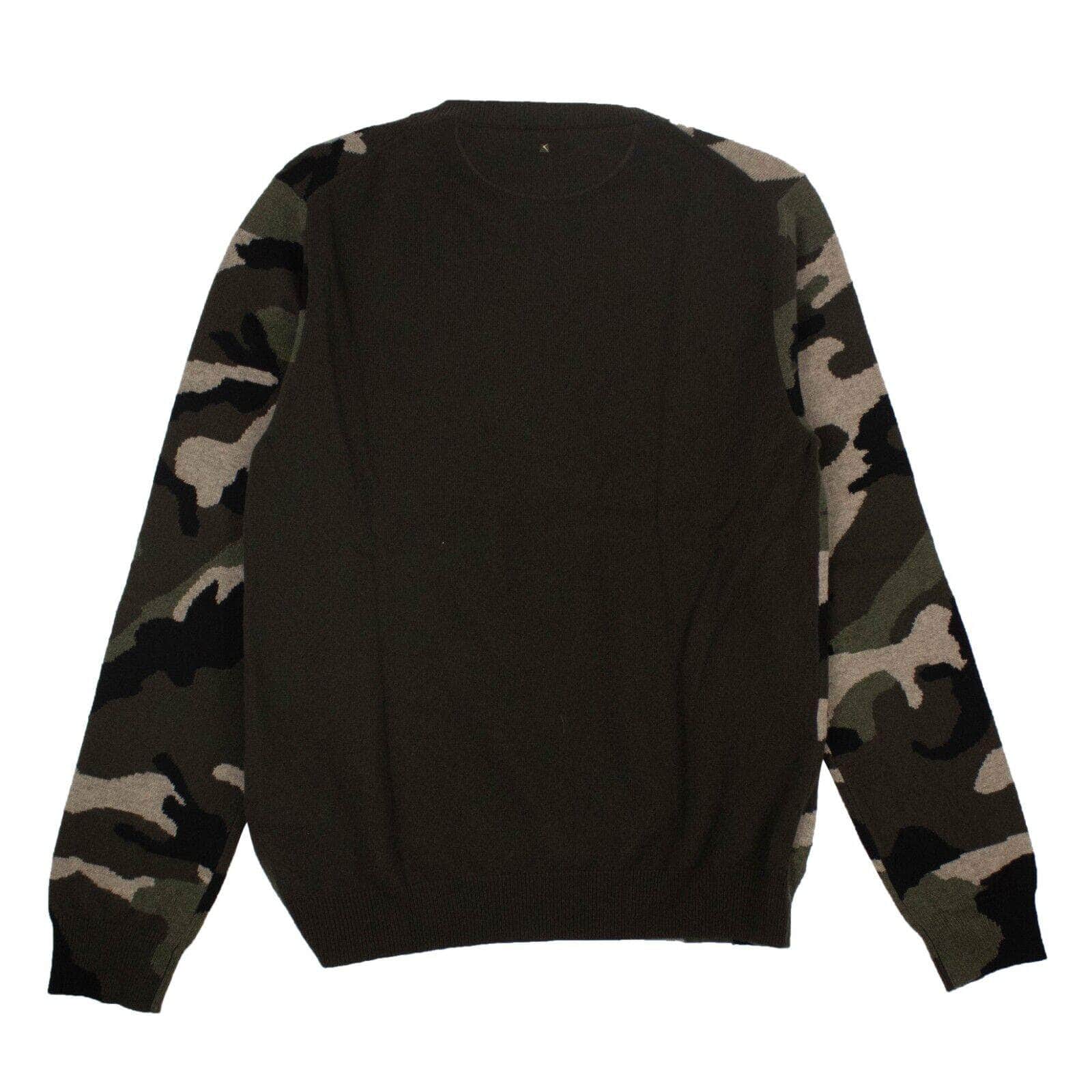 Valentino 500-750, channelenable-all, chicmi, couponcollection, gender-mens, main-clothing, mens-pullover-sweaters, mens-shoes, size-l, size-m, valentino M Green Maglia Giroccollo Camo Cashmere Sweater 95-VLT-1018/M 95-VLT-1018/M