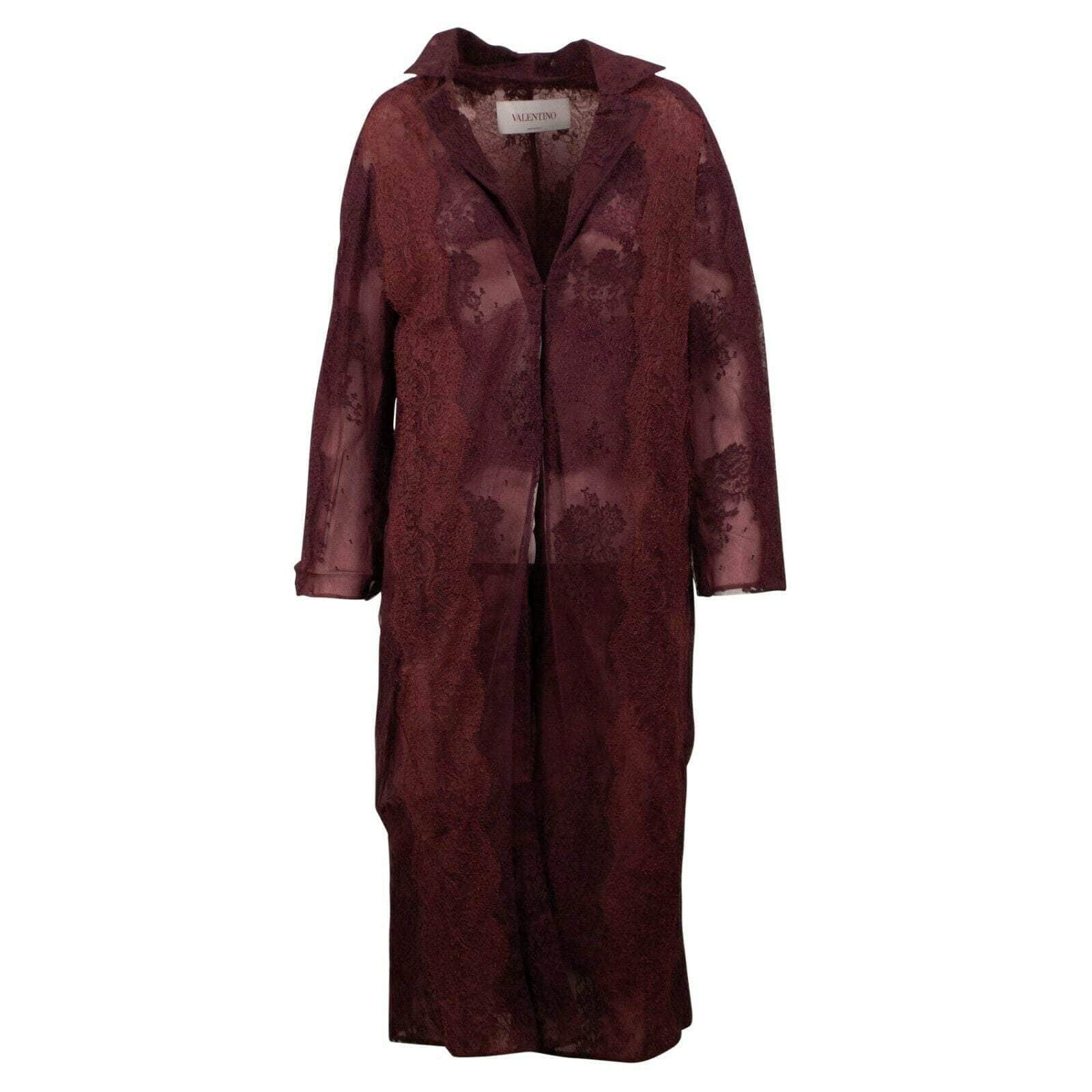 Valentino 67V-46/2 NWT VALENTINO Burgundy Sheer Lace Summer Coat Size 2/38 $8855 67V-46/2