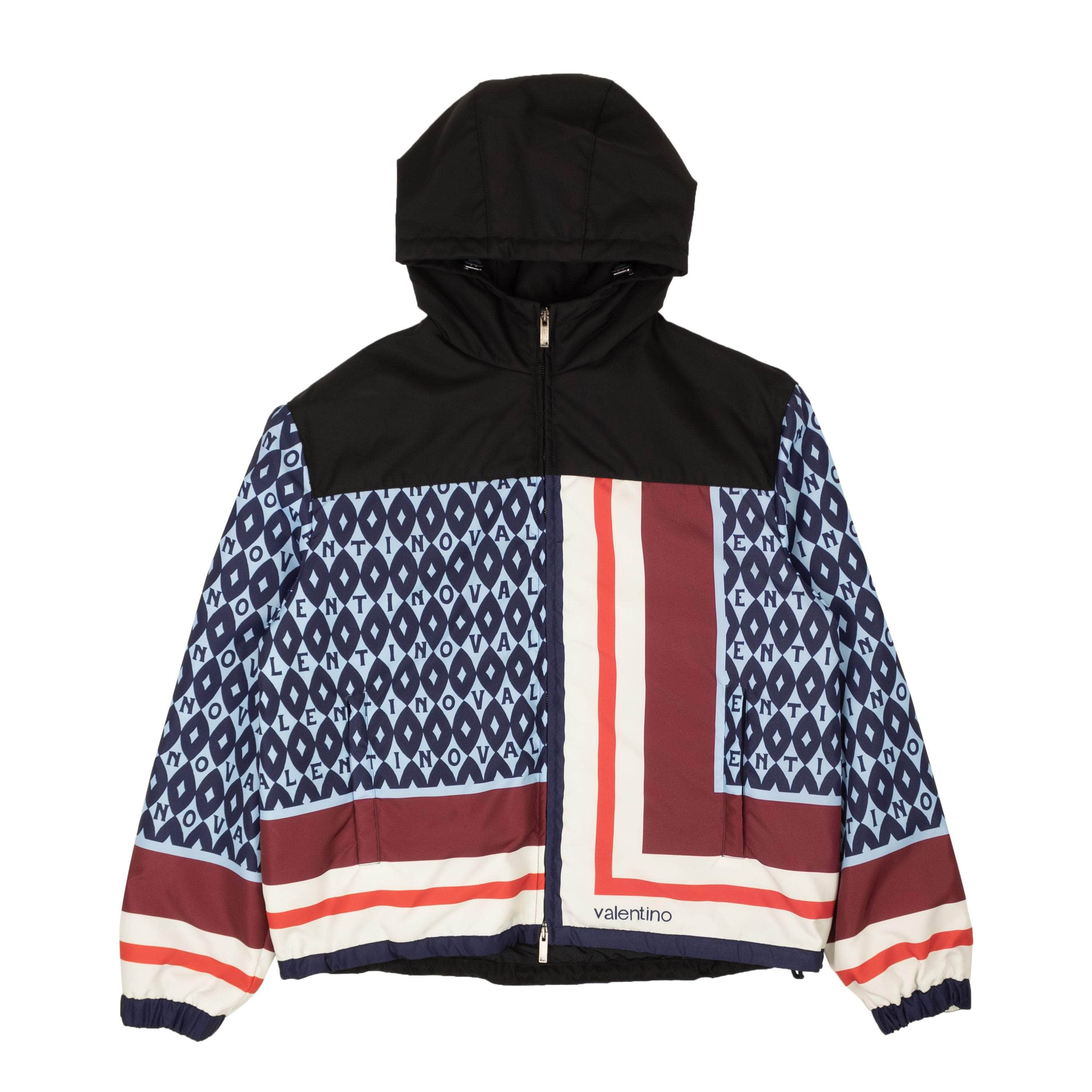 Valentino 95-VLT-1047/48 NWT VALENTINO Blue & Burgundy Foulard Archive Print Windbreaker Size 48 $2390 95-VLT-1047/48