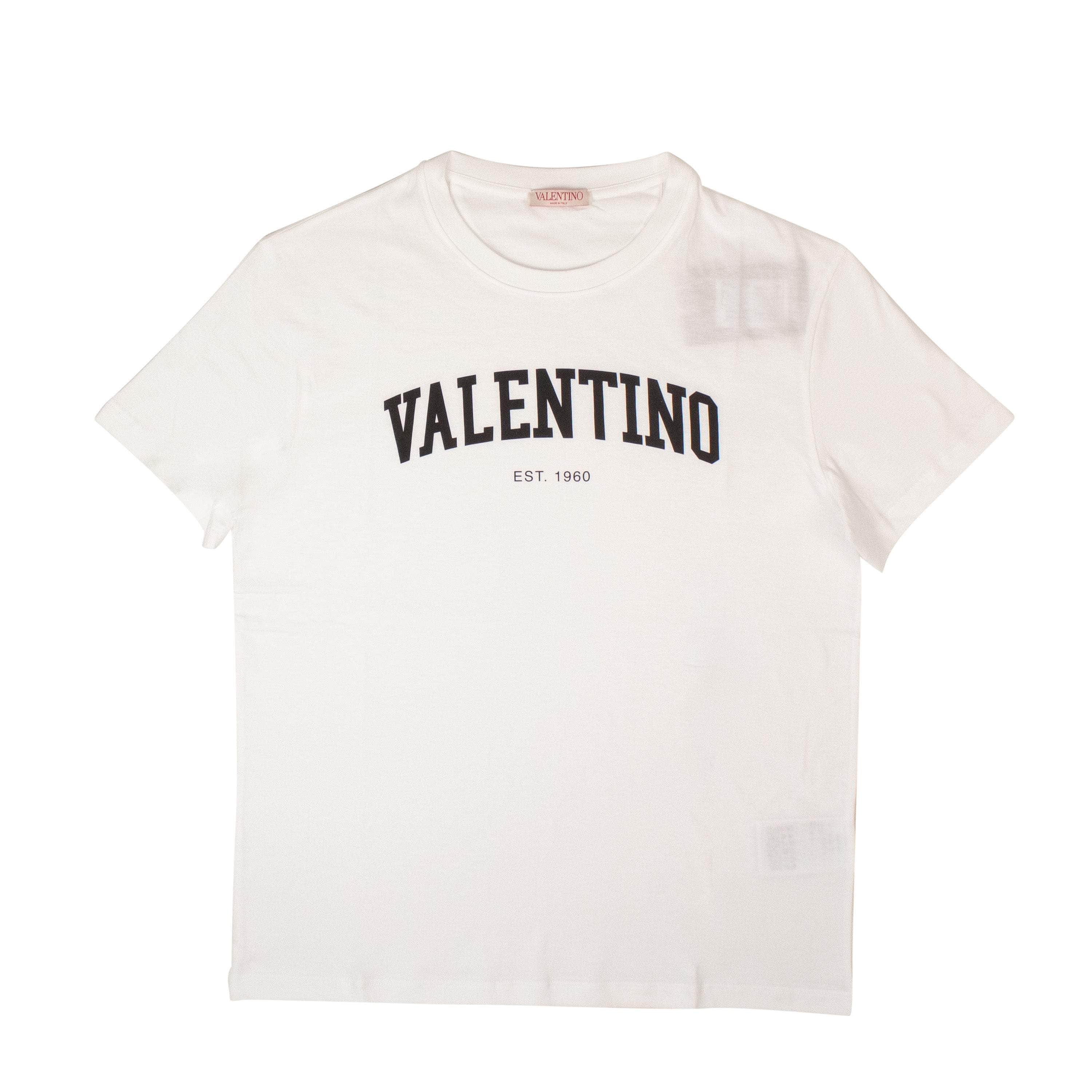 Valentino VLT-XTSH-0013/L NWT Valentino White COTTON T-SHIRT WITH VALENTINO PRINT Size L $550 VLT-XTSH-0013/L