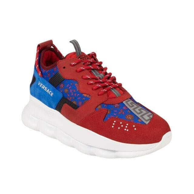 Versace 75LE-2127/39.5 NIB VERSACE Red/Blue 'Barocco' Chain Reaction Sneakers Shoes Size 6.5/39.5 75LE-2127/39.5