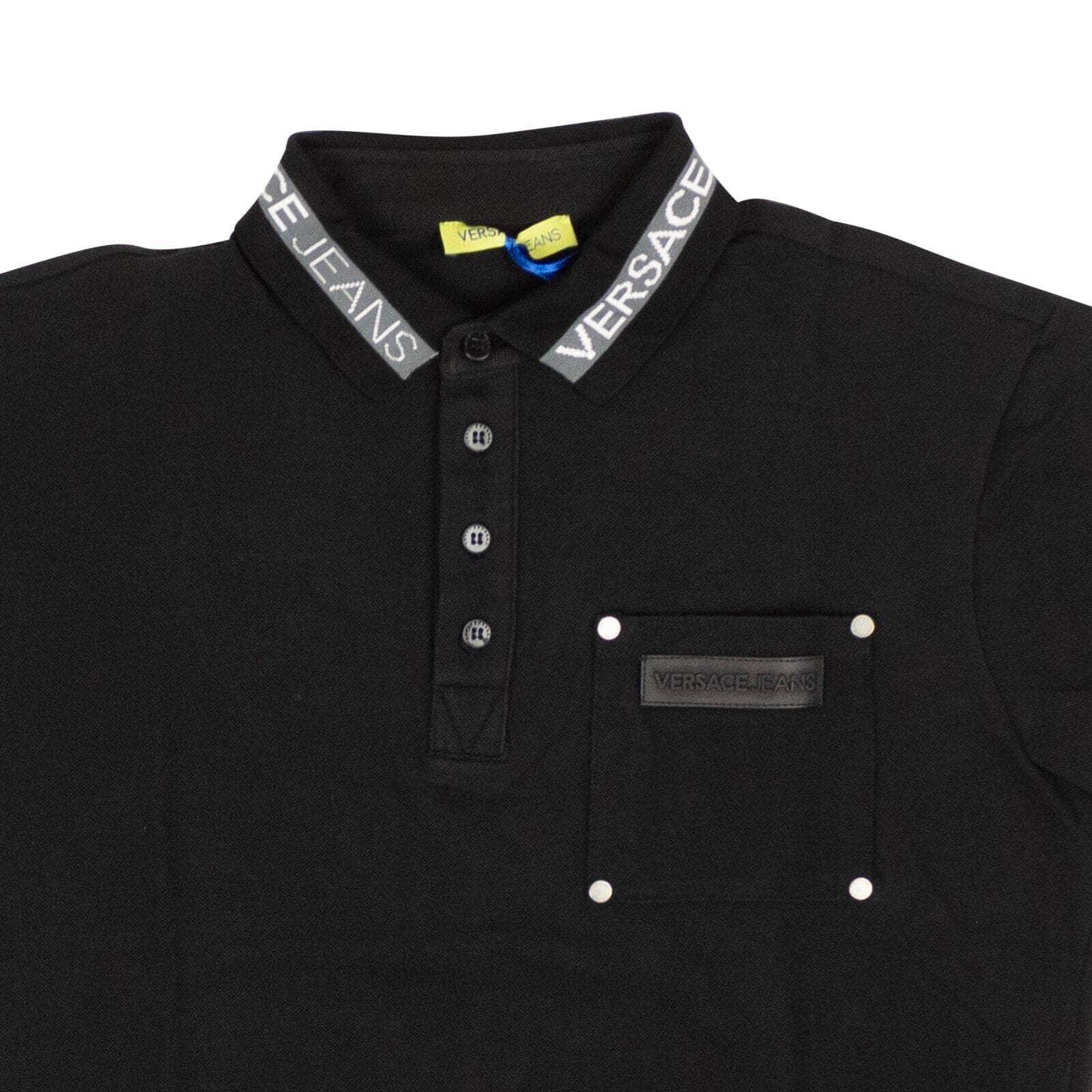 Versace channelenable-all, chicmi, couponcollection, gender-mens, main-clothing, mens-shoes, shop375, size-44, size-48, size-50, size-52, Stadium Goods, under-250, versace Black & White Logo On Collar T-Shirt