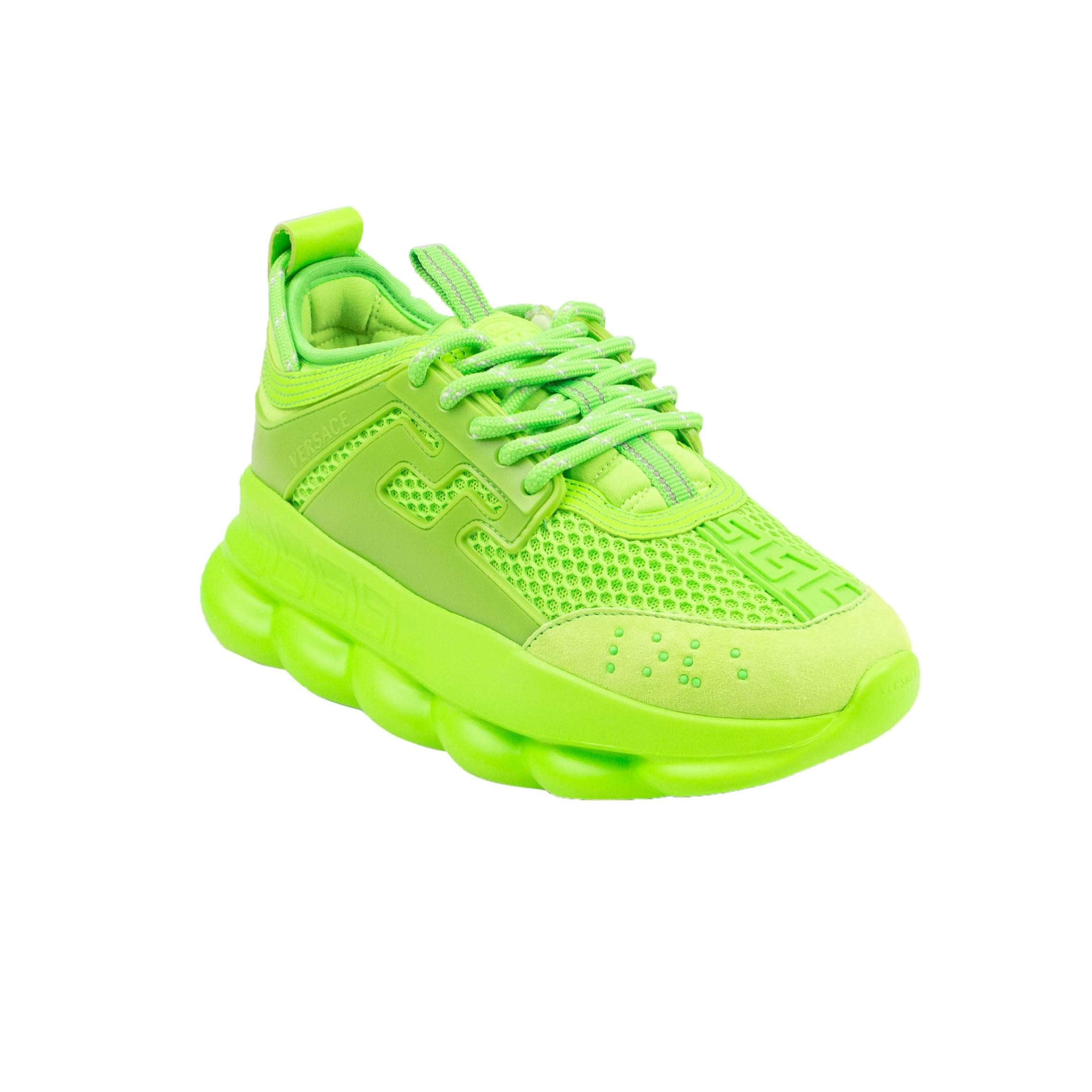 Versace Green Chain Reaction Lace Up Sneakers