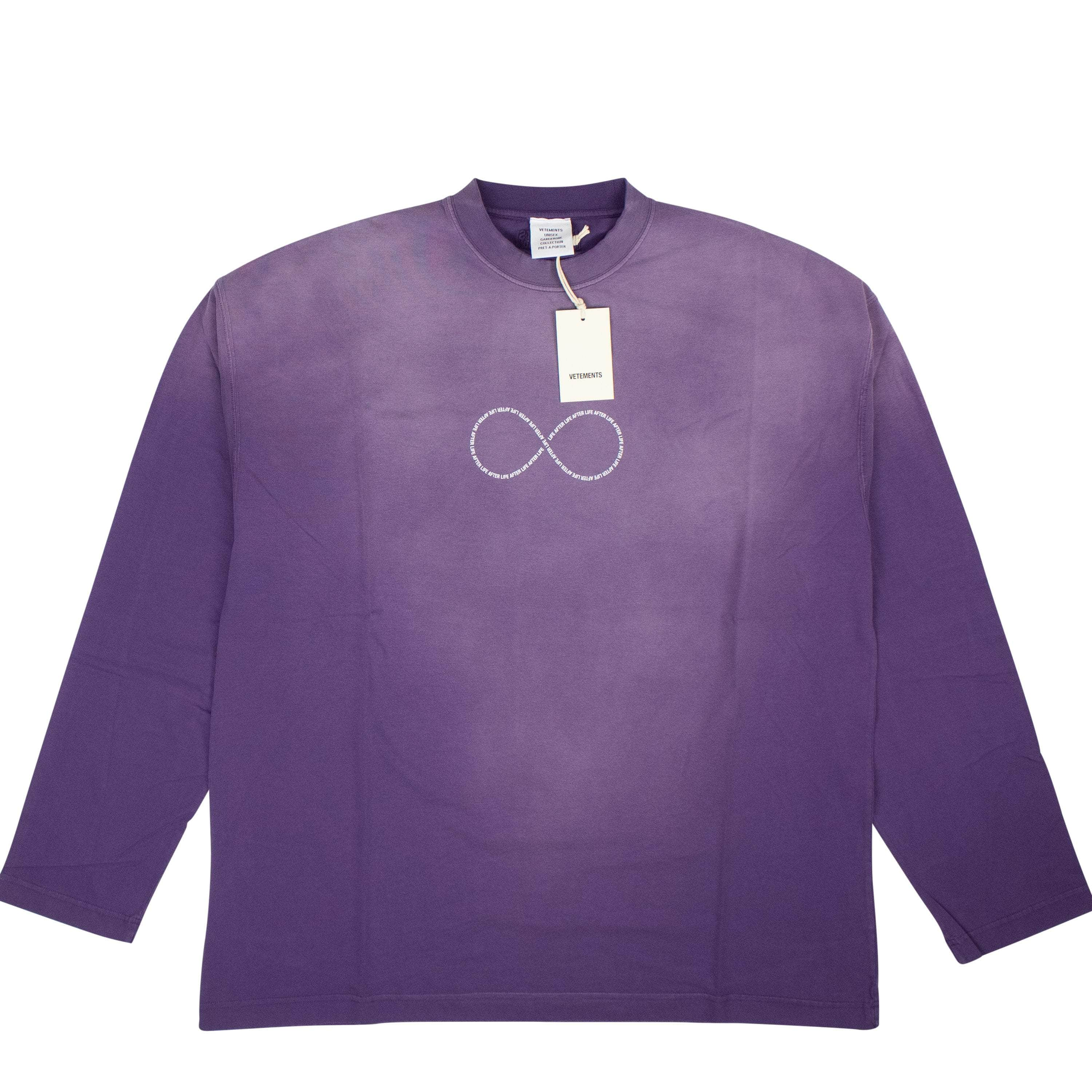 VETEMENTS VTM-XTSH-0004/L NWT VETEMENTS Washed Purple Afterlife Long Sleeve T-Shirt Size L $725 VTM-XTSH-0004/L