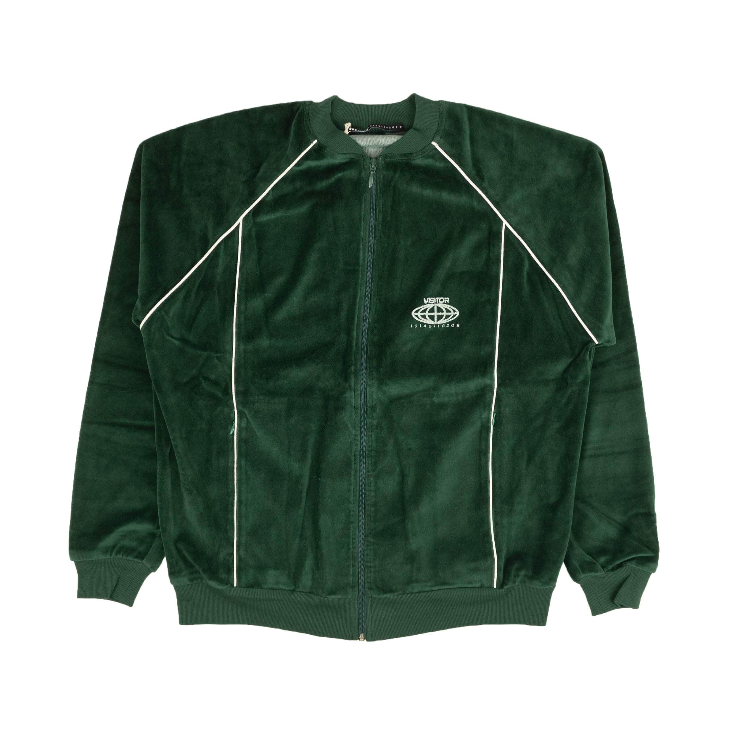 Visitor on Earth 95-VOE-1069/XS NWT VISITOR ON EARTH Green Velour Logo Zip Up Sweatshirt Size XS $473 95-VOE-1069/XS