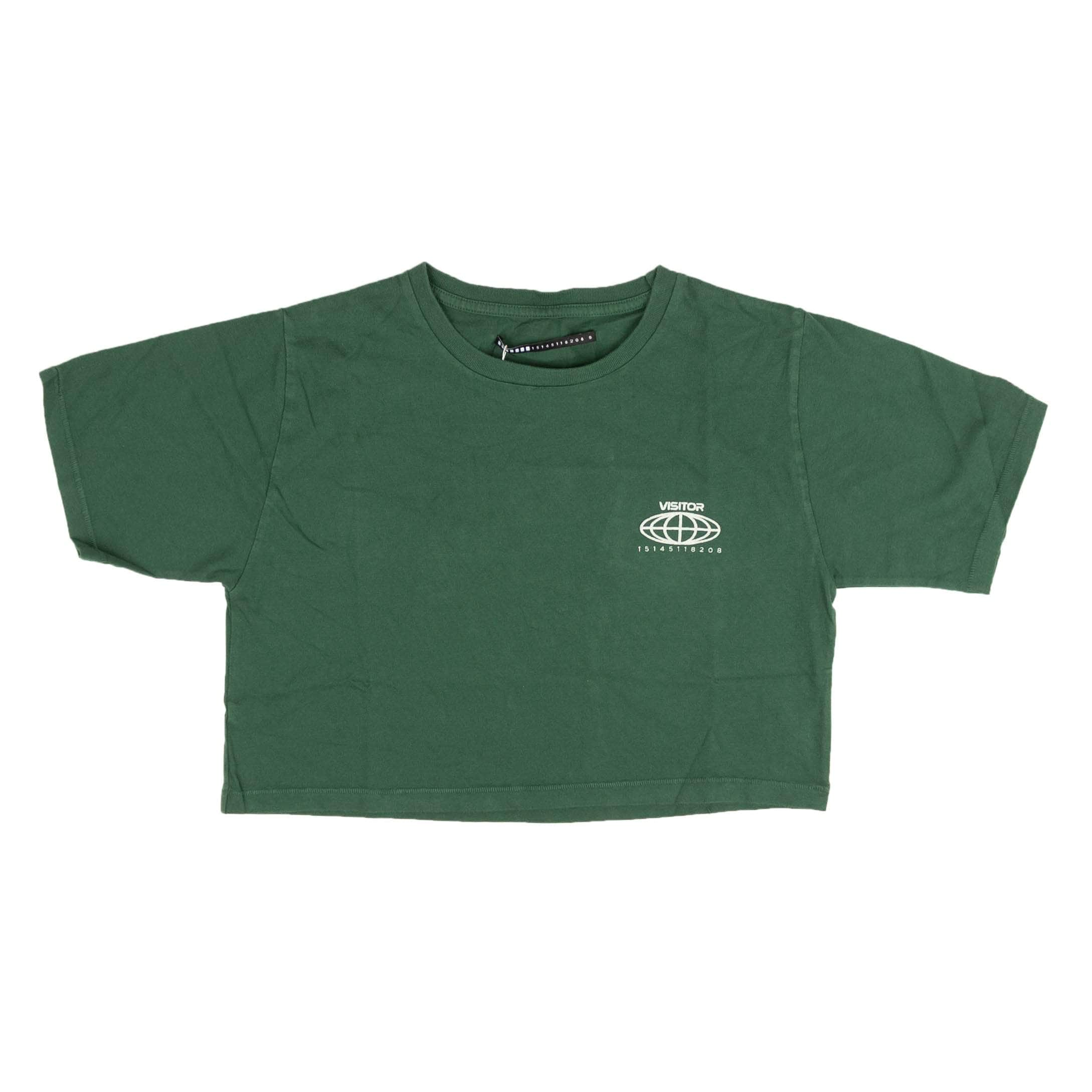 Visitor on Earth 95-VOE-1077/L NWT VISITOR ON EARTH Green Short Sleeve Cropped Logo T-Shirt Size L $135 95-VOE-1077/L