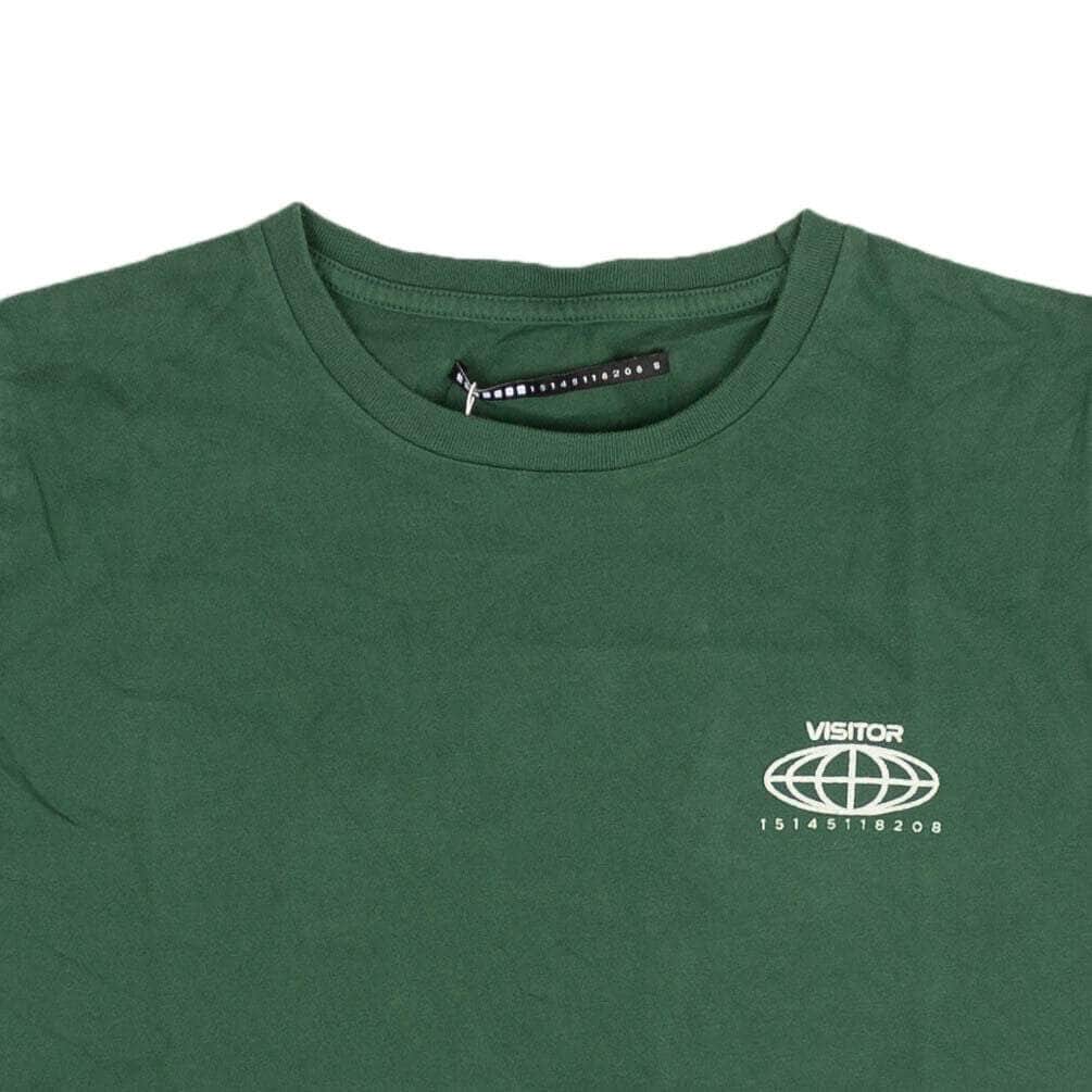 Visitor on Earth channelenable-all, chicmi, couponcollection, gender-womens, main-clothing, size-l, size-m, size-s, size-xs, under-250, visitor-on-earth Green Short Sleeve Cropped Logo T-Shirt