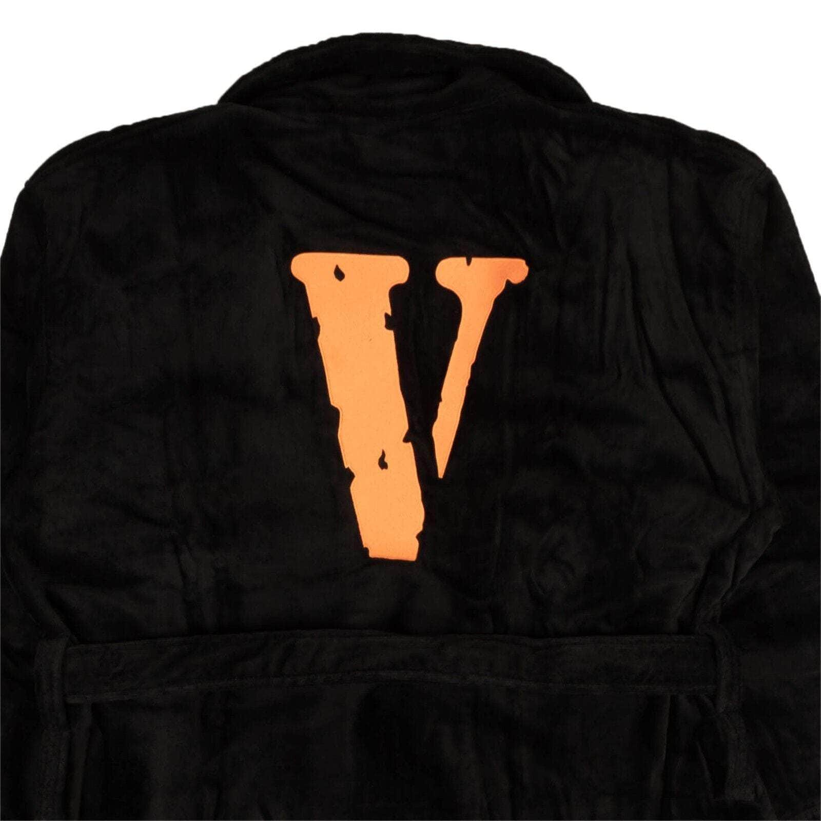 Vlone 2000-5000, channelenable-all, chicmi, couponcollection, gender-mens, main-clothing, mens-shoes, mens-sleepwear-robes, size-os, vlone OS Black And Orange Logo Terry Bathrobe 95-VLN-0001/OS 95-VLN-0001/OS