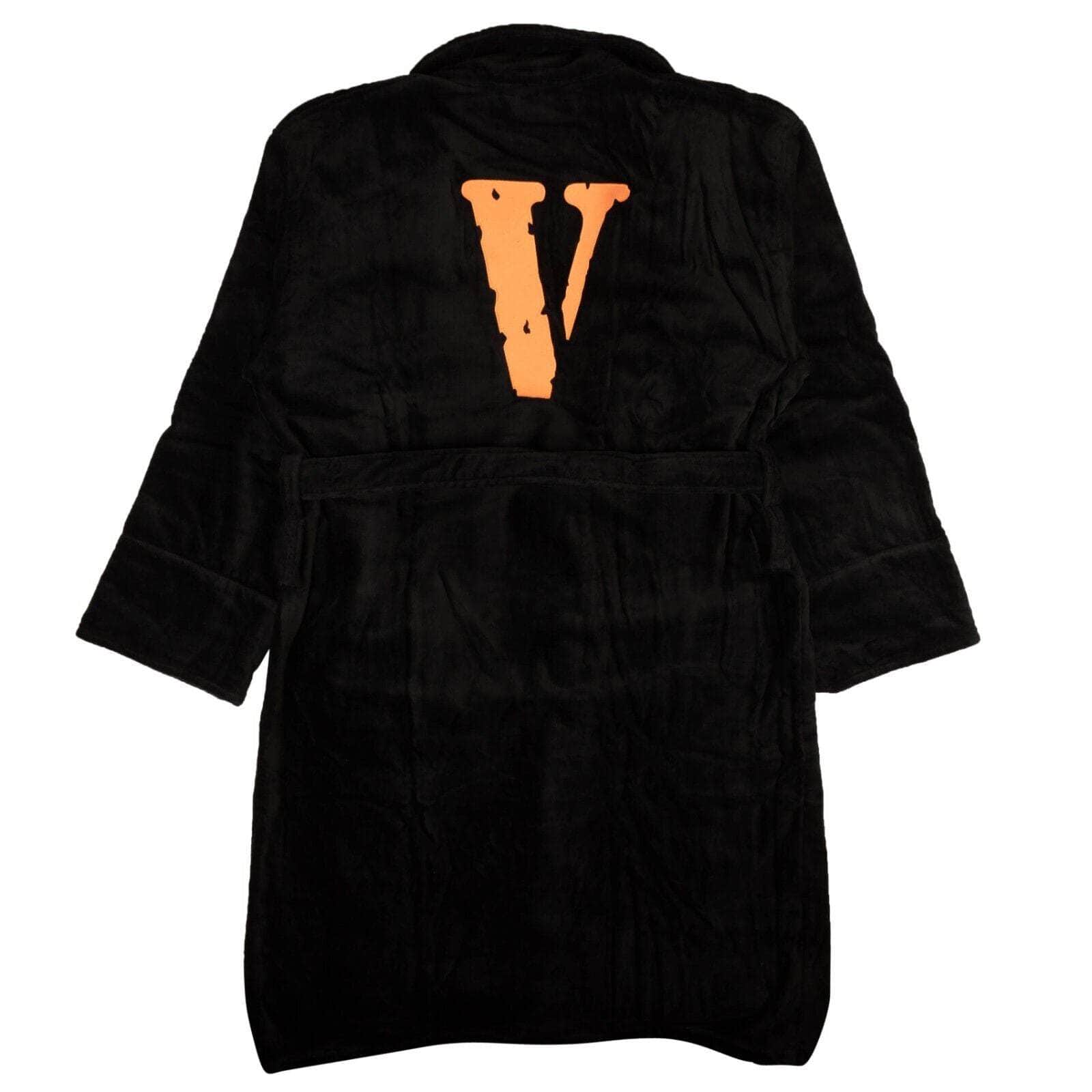 Vlone 2000-5000, channelenable-all, chicmi, couponcollection, gender-mens, main-clothing, mens-shoes, mens-sleepwear-robes, size-os, vlone OS Black And Orange Logo Terry Bathrobe 95-VLN-0001/OS 95-VLN-0001/OS