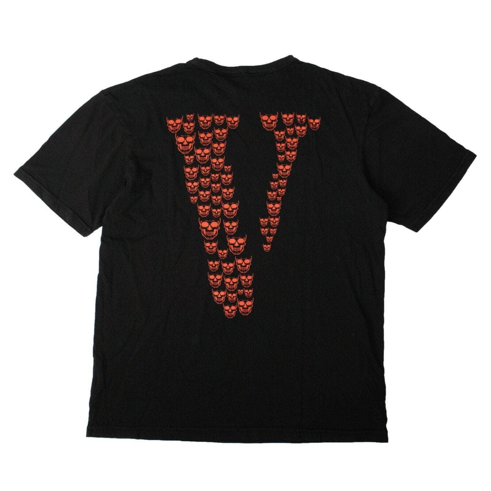 Vlone 250-500, chicmi, couponcollection, gender-mens, main-clothing, mens-shoes, size-s, vlone S Men's Black Cotton Red Skull T-Shirt 83-VLN-1005/S