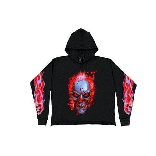 Vlone 250-500, couponcollection, gender-mens, Hoodiesweats, main-clothing, mens-shoes, size-l, vlone L Black Vlone Skully Red Flame Hoodie 95-VLN-1019/L 95-VLN-1019/L