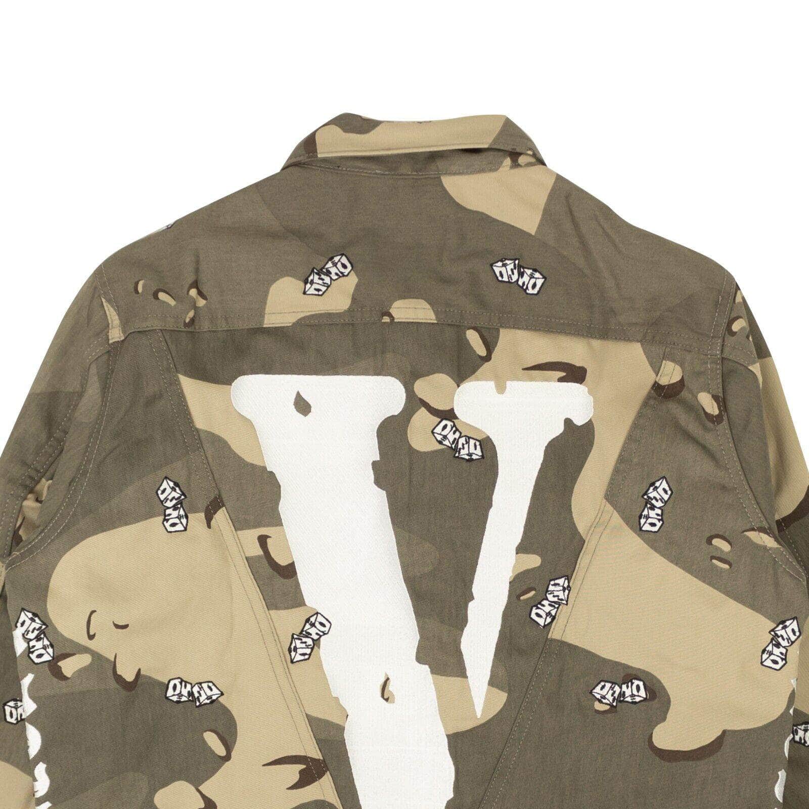 Vlone 750-1000, channelenable-all, chicmi, couponcollection, gender-mens, main-clothing, mens-denim-jackets, mens-shoes, size-xl, size-xxl, vlone Beige Green Dice Camo Denim Jacket