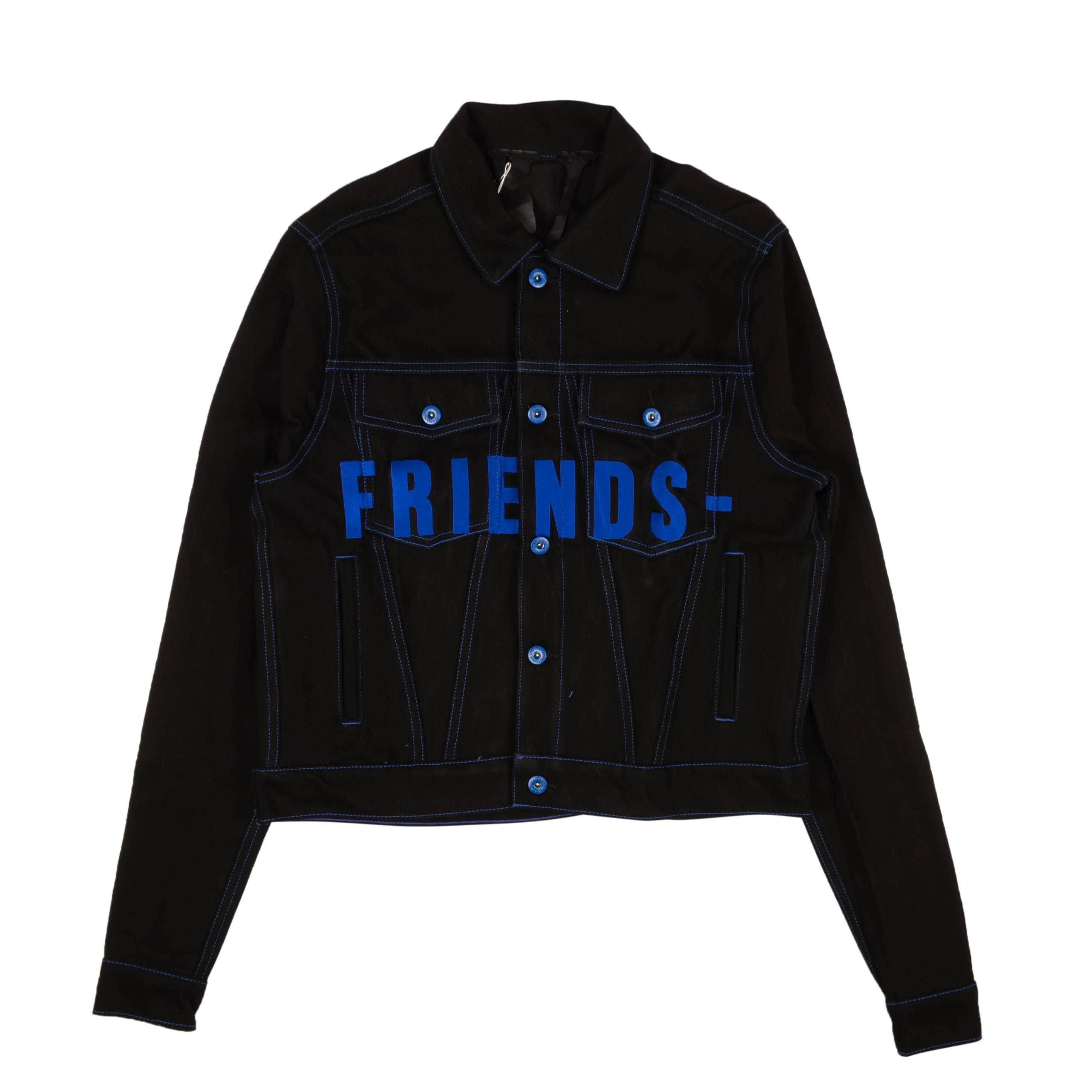 Vlone 95-VLN-0005/M NEW VLONE Black Blue Friends Embroidered V Graphic Denim Jacket Size M 95-VLN-0005/M