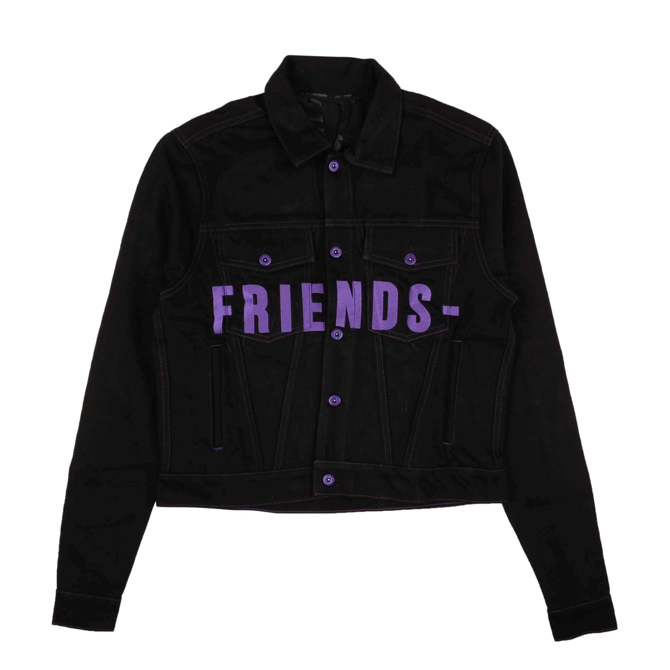 Vlone 95-VLN-0006/L NEW VLONE Black Purple Friends Embroidered V Graphic Denim Jacket Size L 95-VLN-0006/L