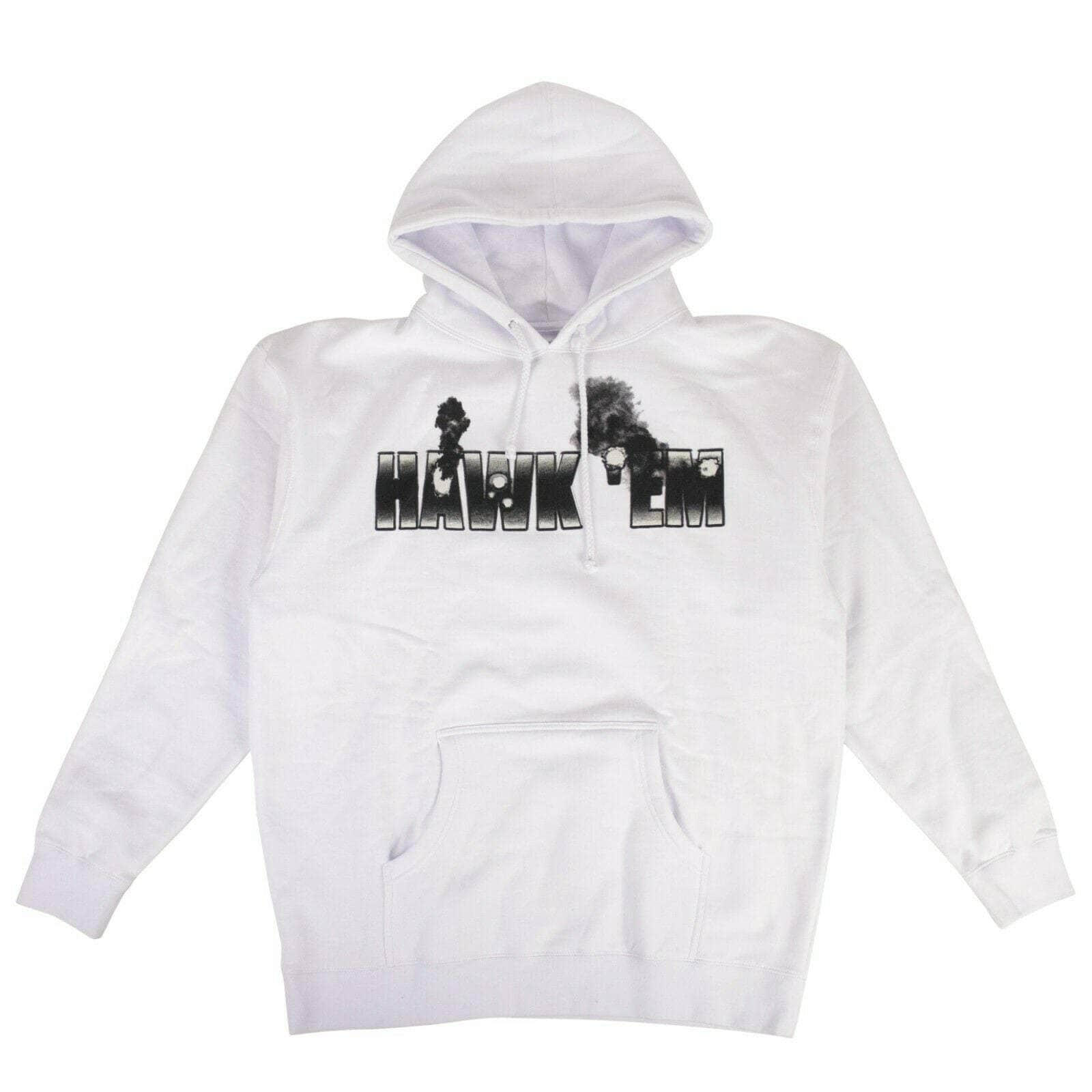 Vlone Artist Merch 75LE-1682/L NWT VLONE x POP SMOKE White Cotton Hawk 'Em Hoodie Sweatshirt Size L 75LE-1682/L