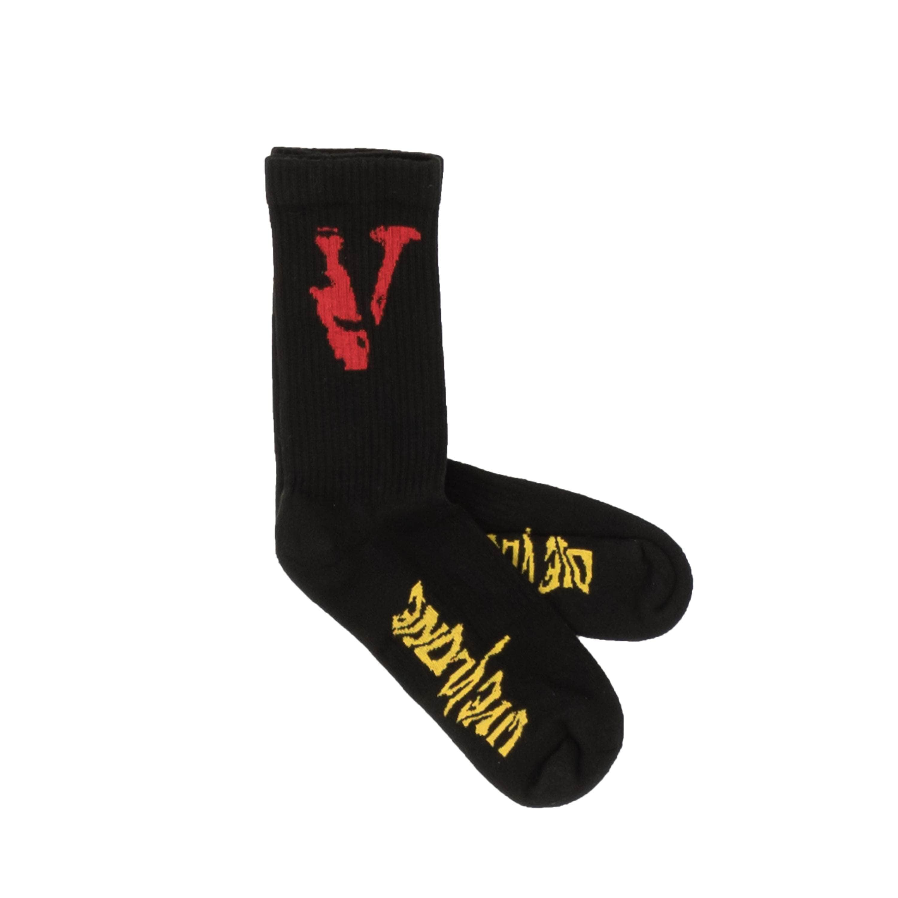 Vlone channelenable-all, chicmi, couponcollection, gender-mens, main-accessories, mens-shoes, mens-socks, size-os, under-250, vlone OS Black, Red And Yellow Mirage Ribbed Socks VLN-XACC-0003/OS VLN-XACC-0003/OS