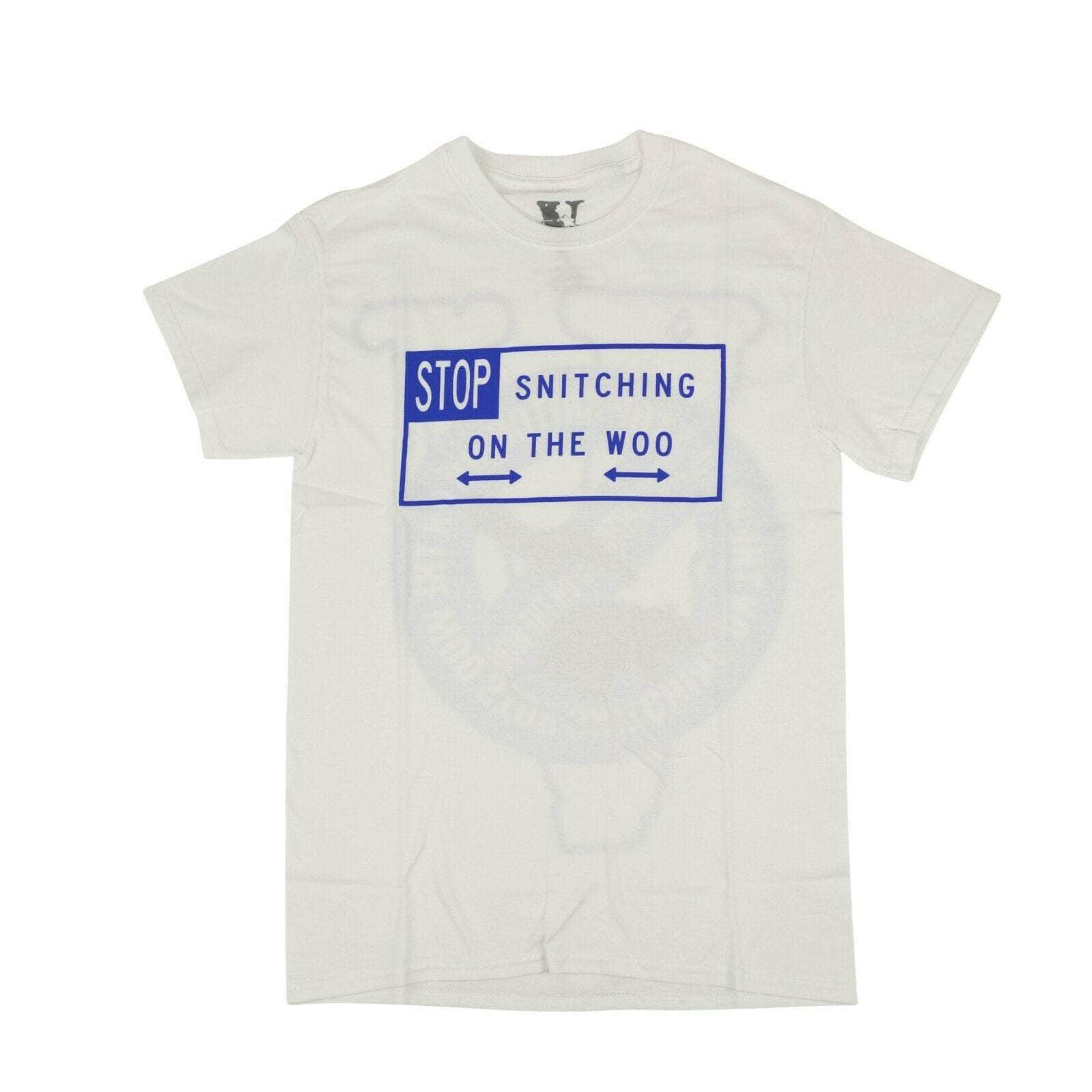 Vlone chicmi, couponcollection, gender-mens, main-clothing, mens-shoes, SPO, t-shirt, under-250, vlone XXL VLONE x POP SMOKE 'Stop Snitching' Short Sleeves T-Shirt - White/Blue 75LE-1603/XXL 75LE-1603/XXL