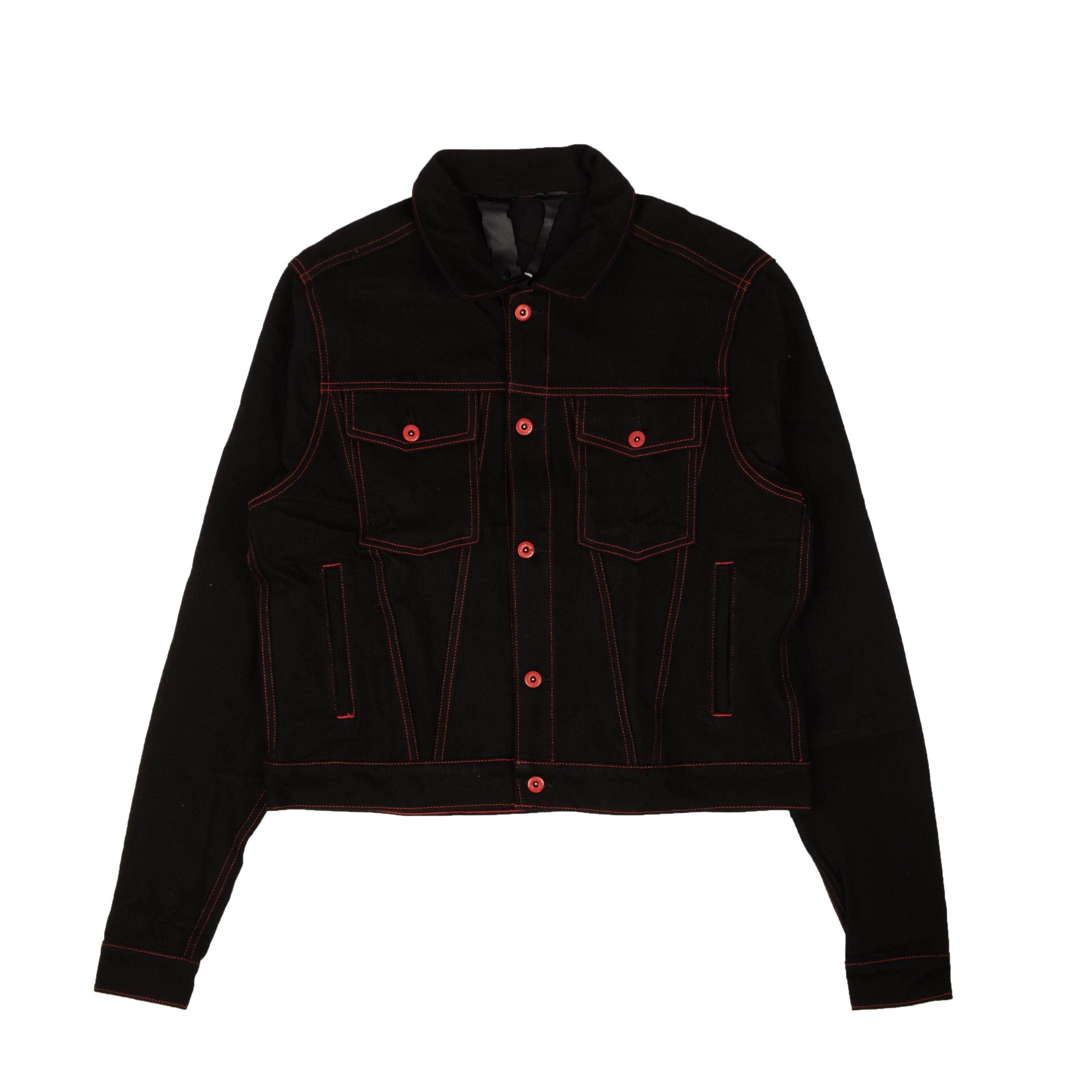 Vlone VLN-XOTW-0005/M NWT VLONE Black & Red LA Exclusive Stripper Pole Denim Jacket Size M VLN-XOTW-0005/M