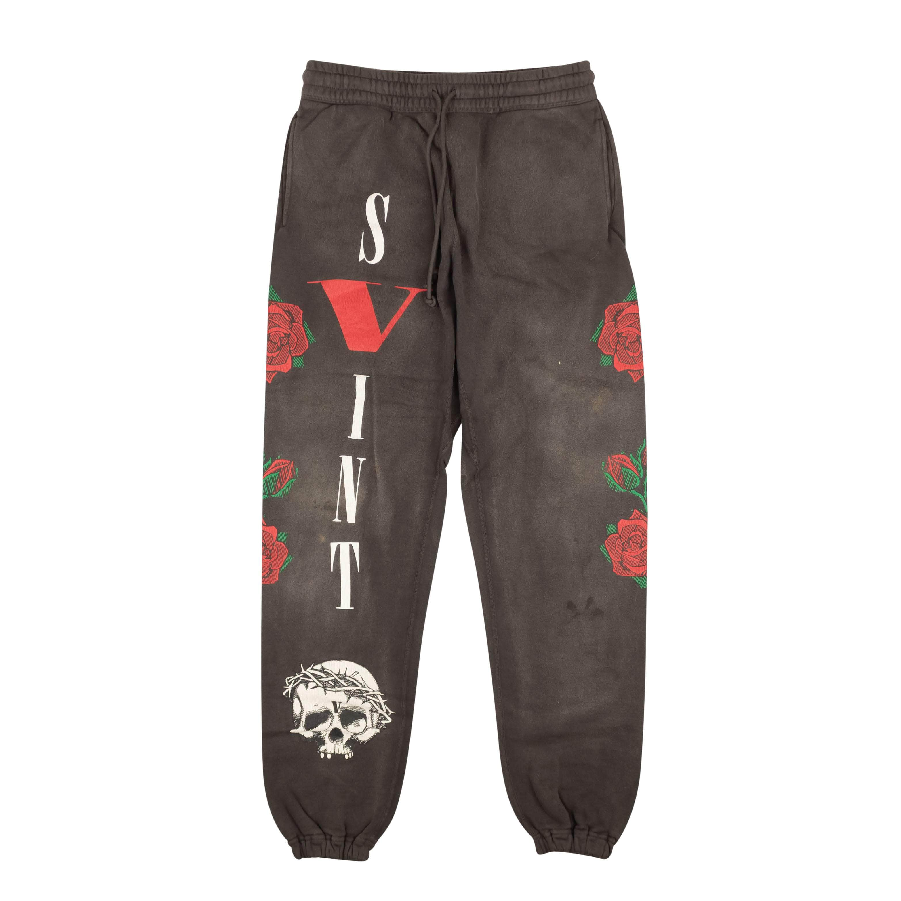 Vlone x Saint Michael 95-VSM-1001/M NWT VLONE X SAINT MICHAEL Aged Black Rose Sweatpants Size M 95-VSM-1001/M