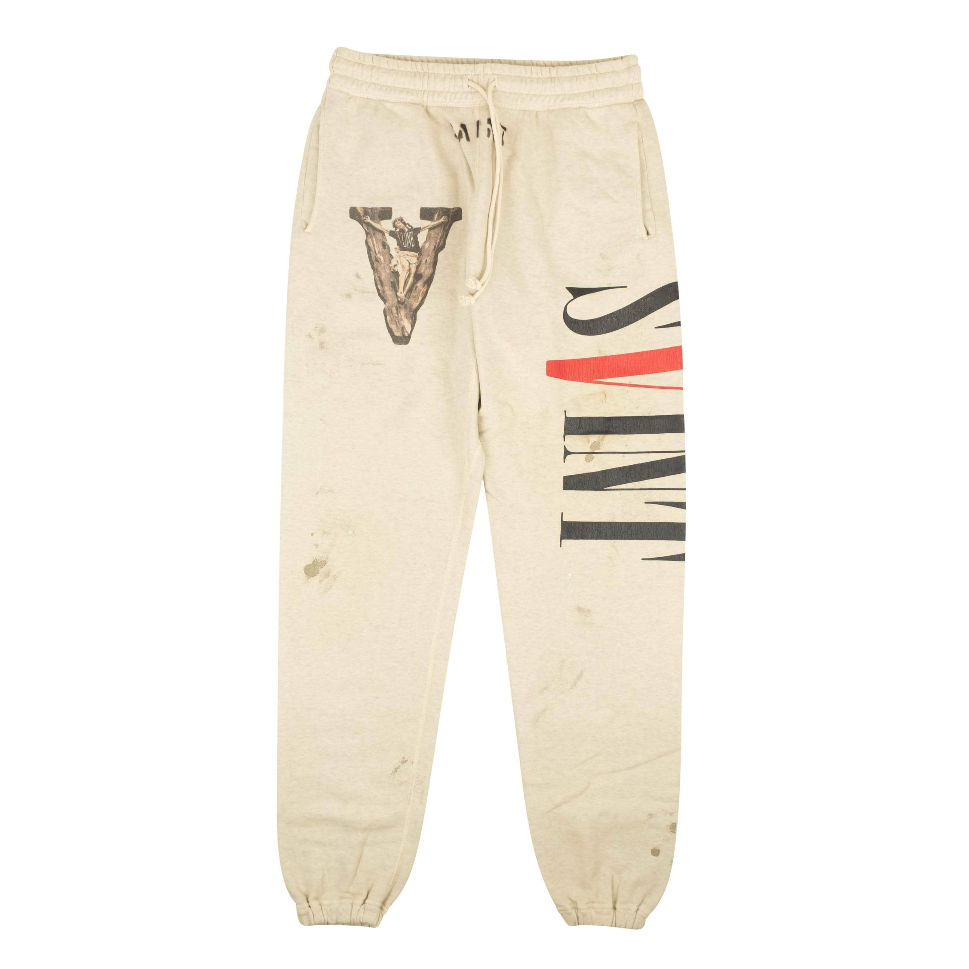 Vlone x Saint Michael 95-VSM-1006/M NWT VLONE X SAINT MICHAEL Grey Logo Cotton Jogger Sweatpants Size M 95-VSM-1006/M