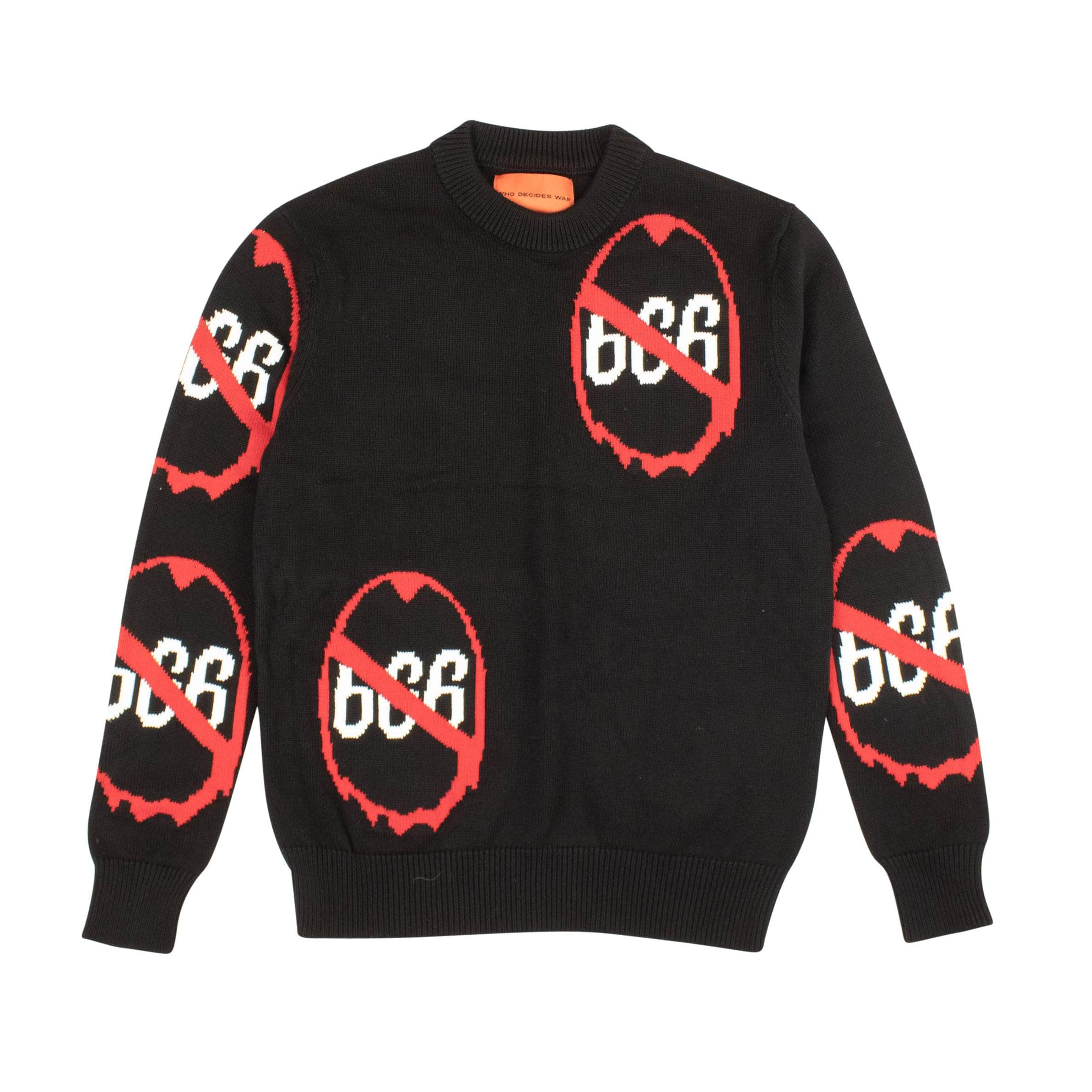 Who Decides War 91-WDW-1001/XS NEW WHO DECIDES WAR Black Anti 666 Knit Crewneck Sweater Size XS $550 91-WDW-1001/XS