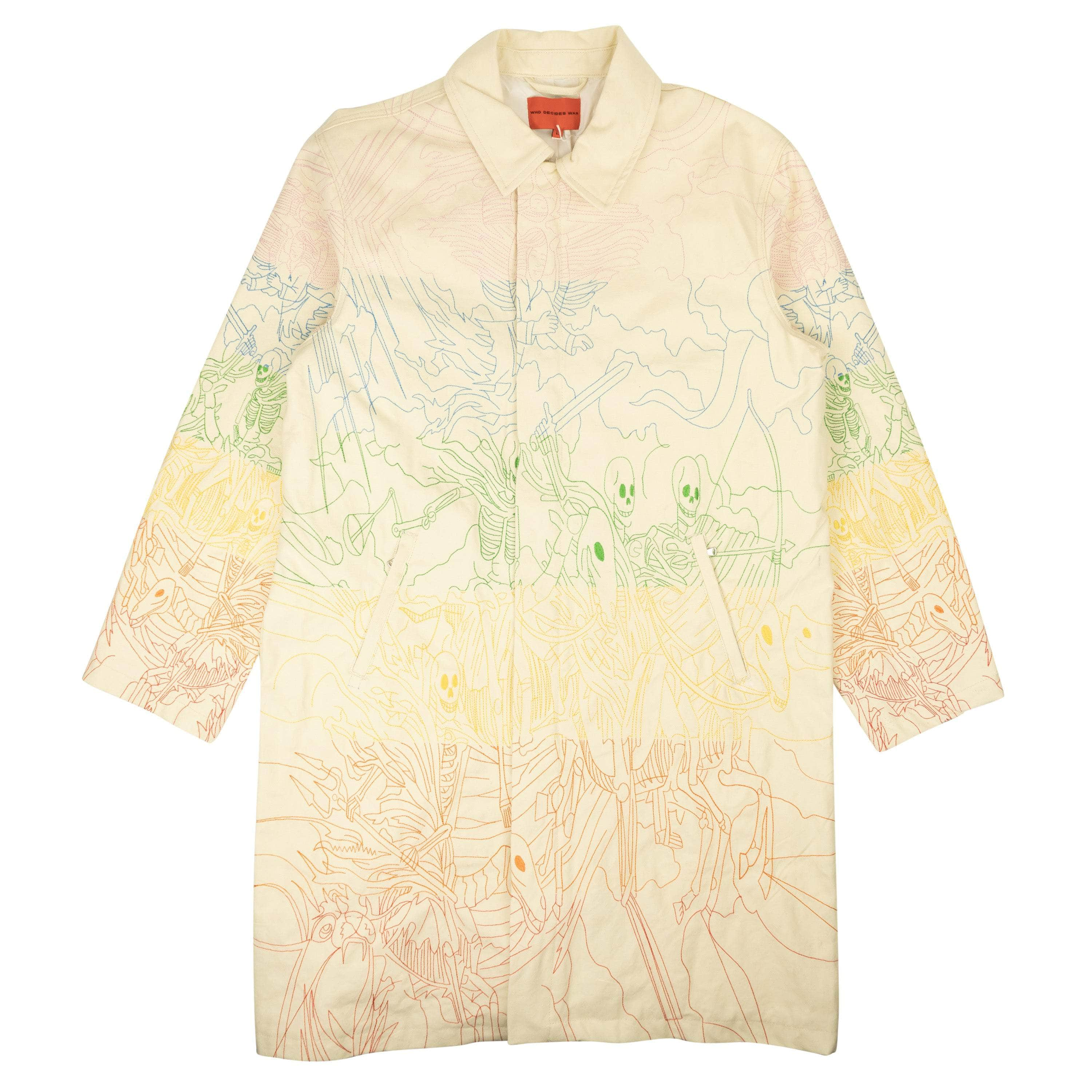 Who Decides War 95-WDW-0015/L NWT WHO DECIDES WAR Cream Multi Four Horsemen Trench Coat Size L $800 95-WDW-0015/L